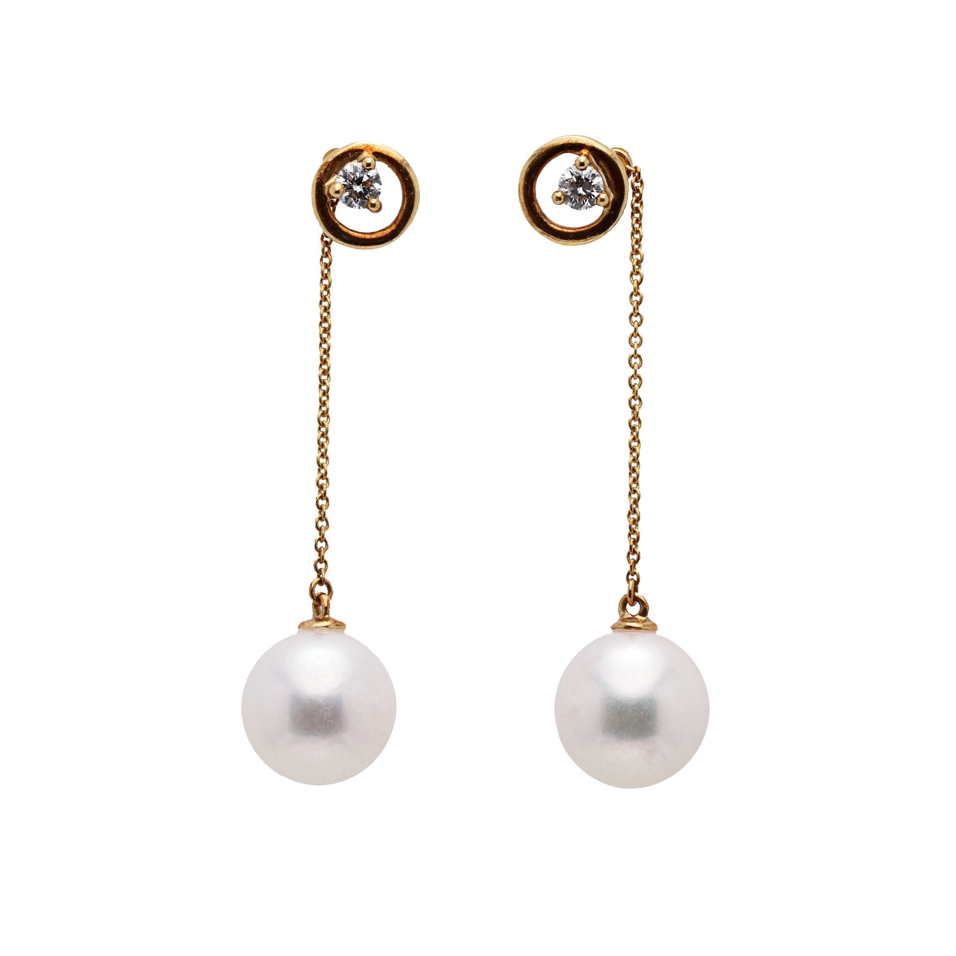 18KG 7.2/7.2mm Premier Japanese Akoya Pearl Natural Diamond Earrings