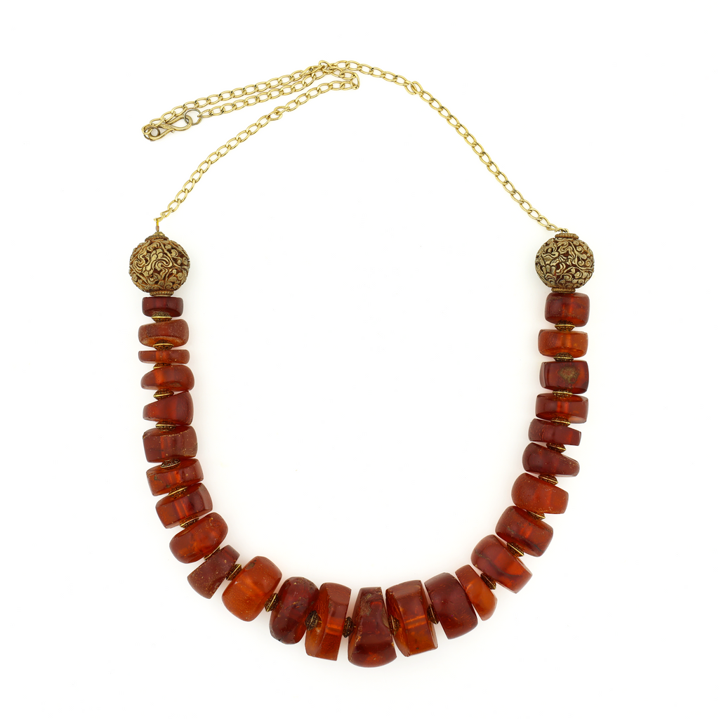 Antique Natural Untreated Amber Silver Necklace