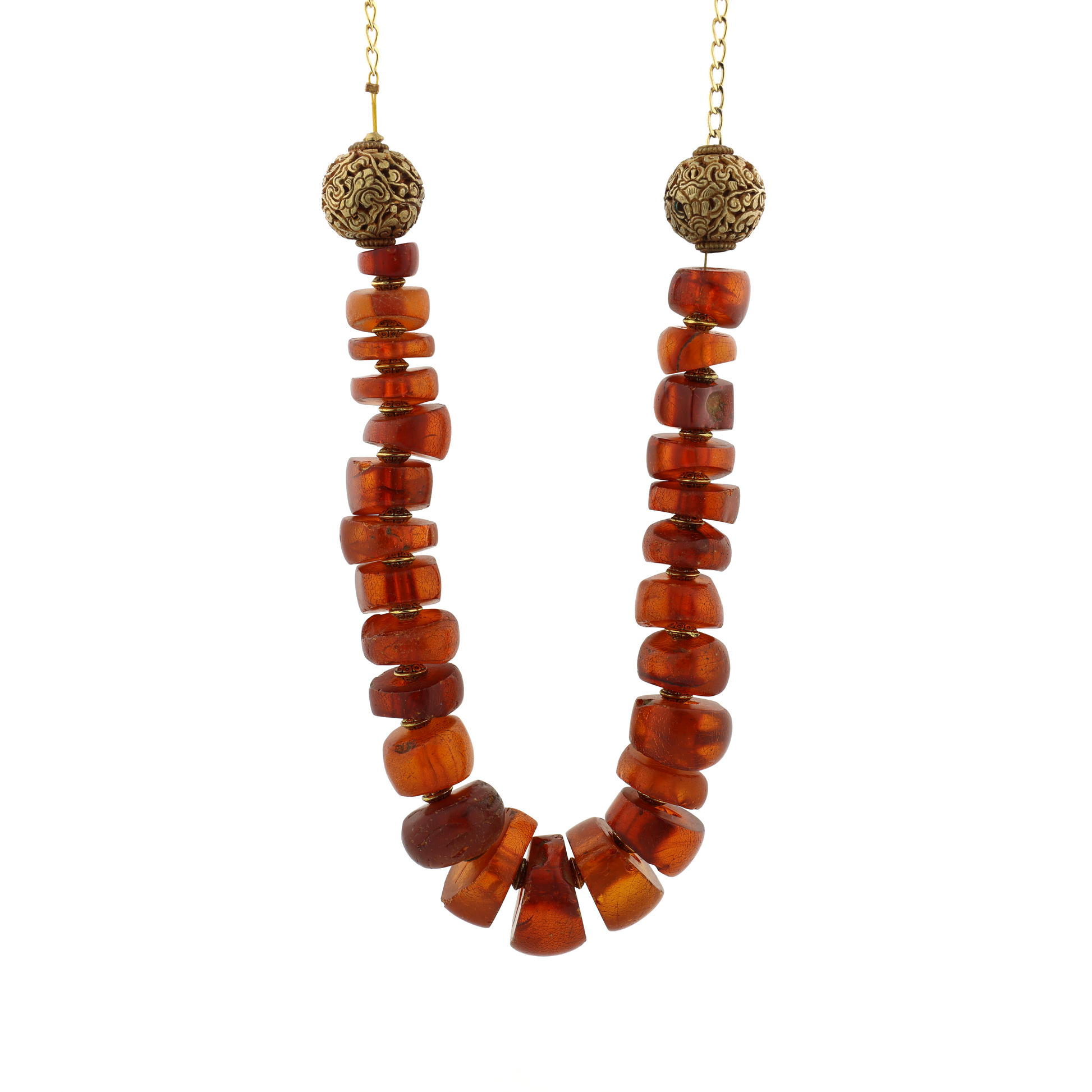 Antique Natural Untreated Amber Silver Necklace