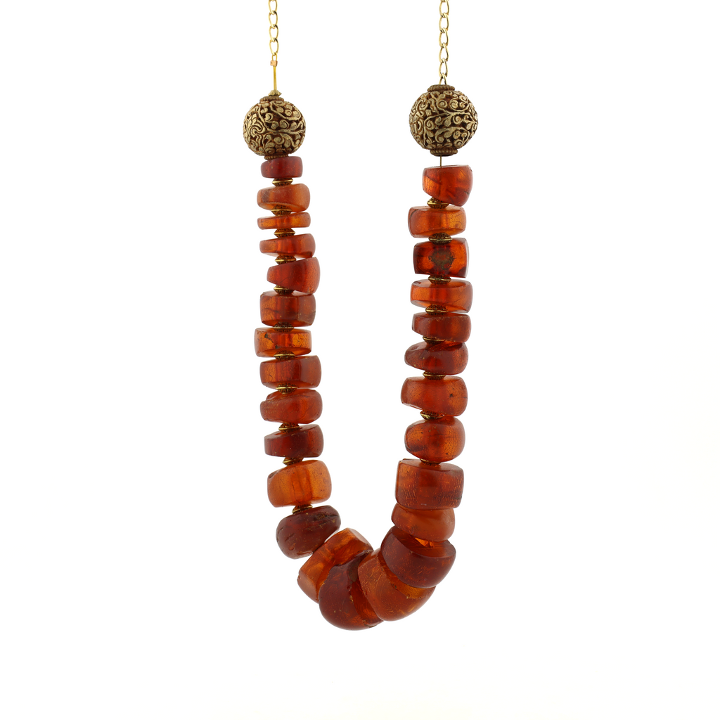 Antique Natural Untreated Amber Silver Necklace
