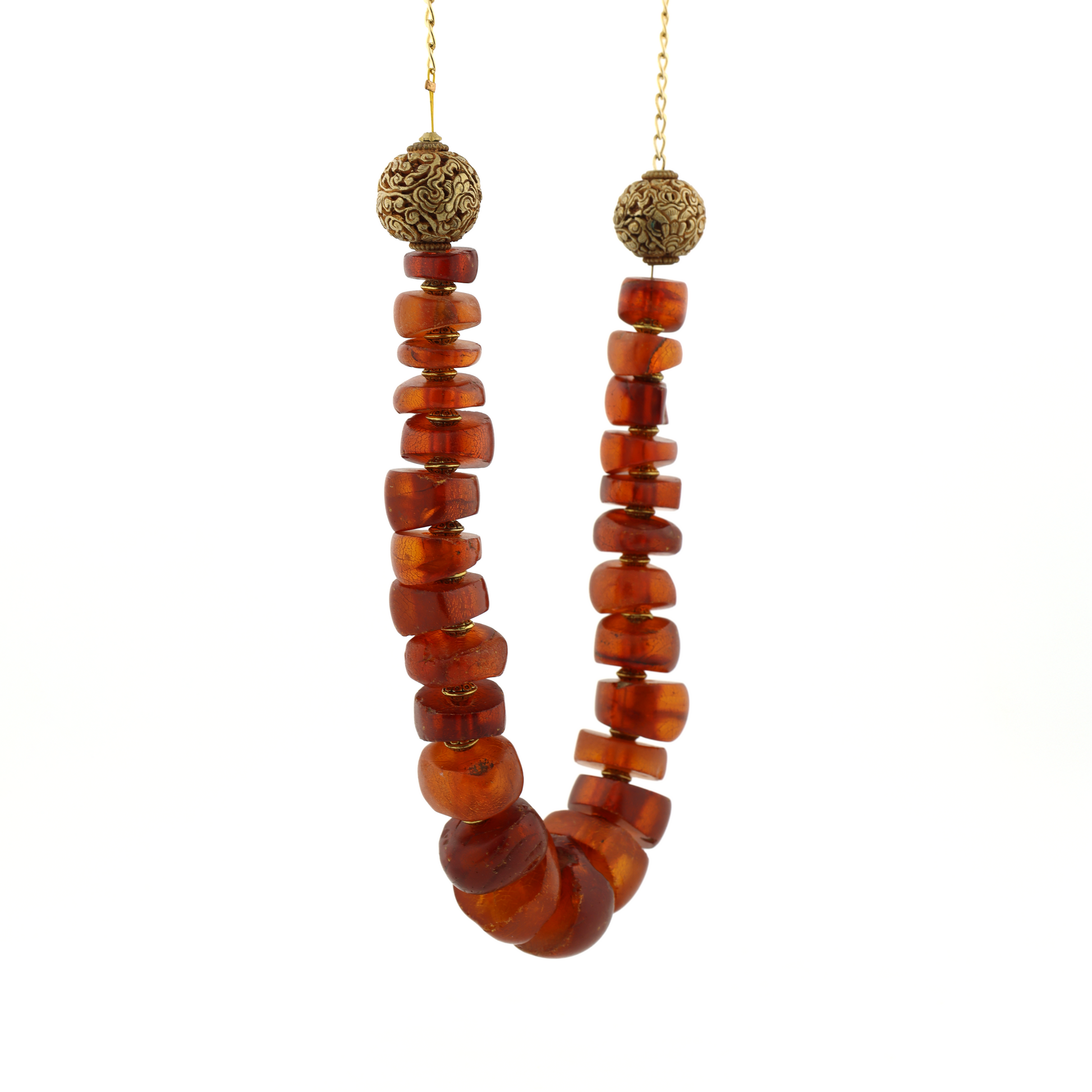 Antique Natural Untreated Amber Silver Necklace
