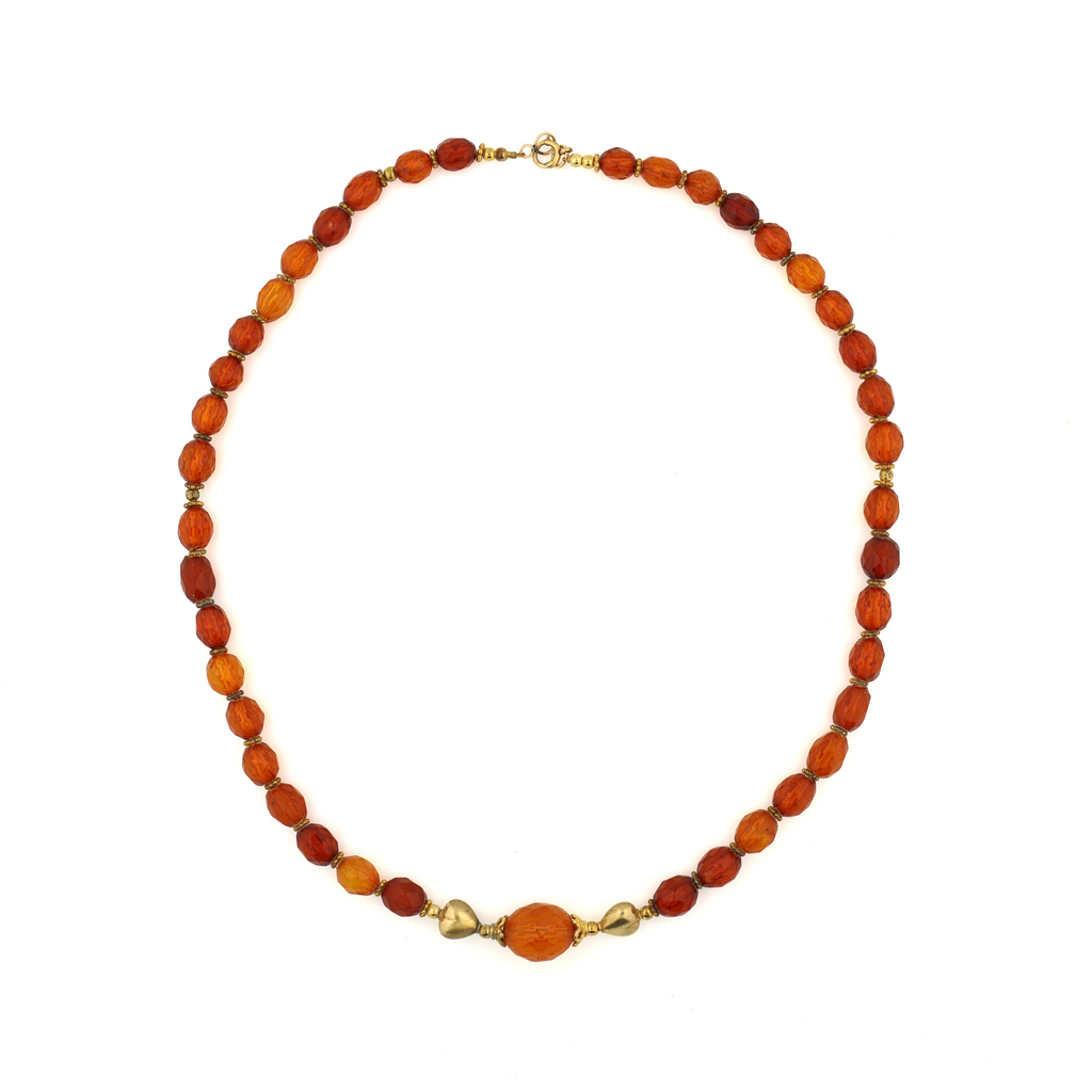 Antique Natural Untreated Amber Coral Silver Necklace