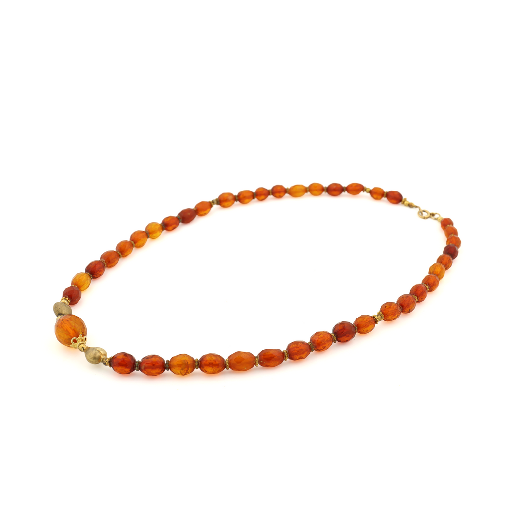 Antique Natural Untreated Amber Coral Silver Necklace