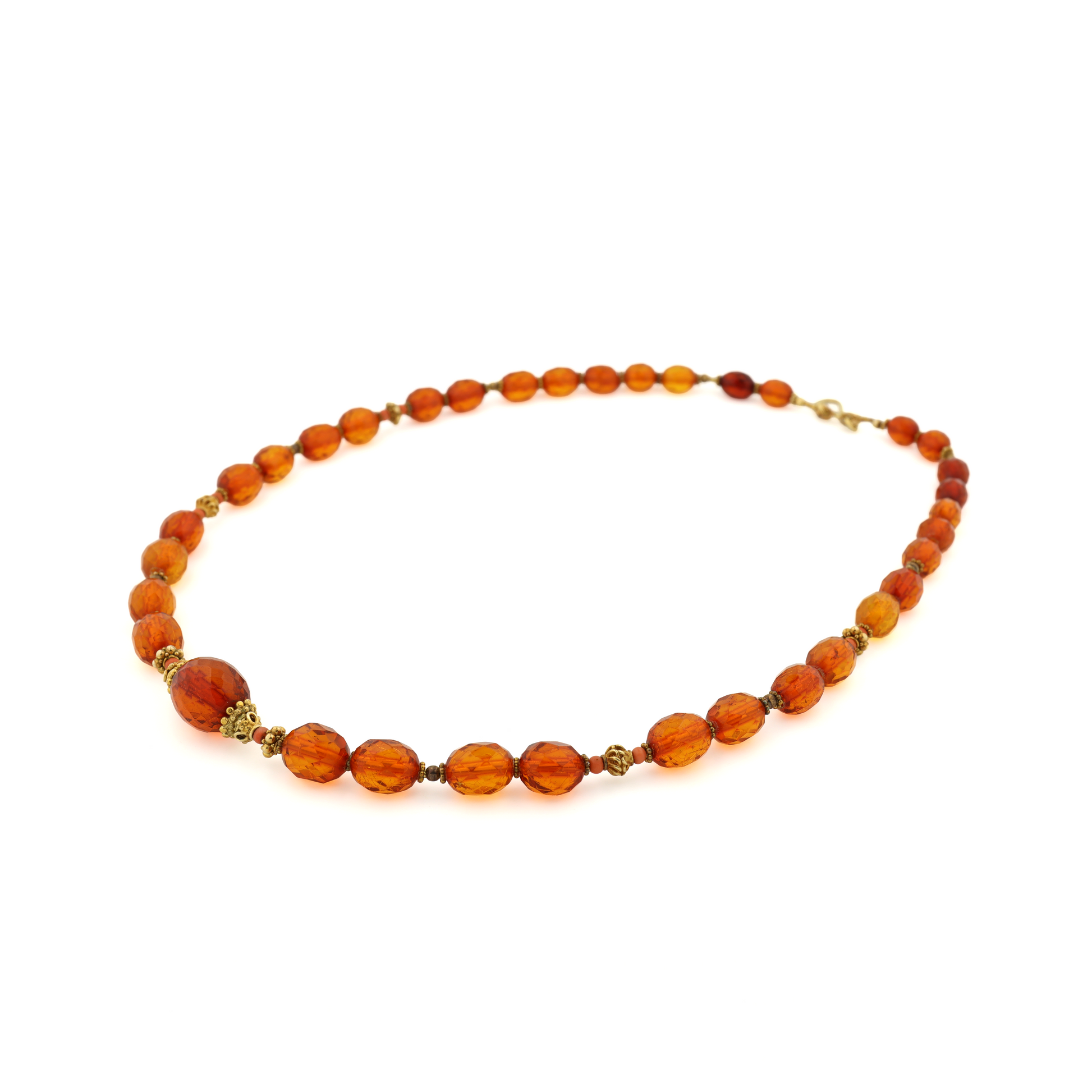Antique Natural Untreated Amber Coral Silver Necklace