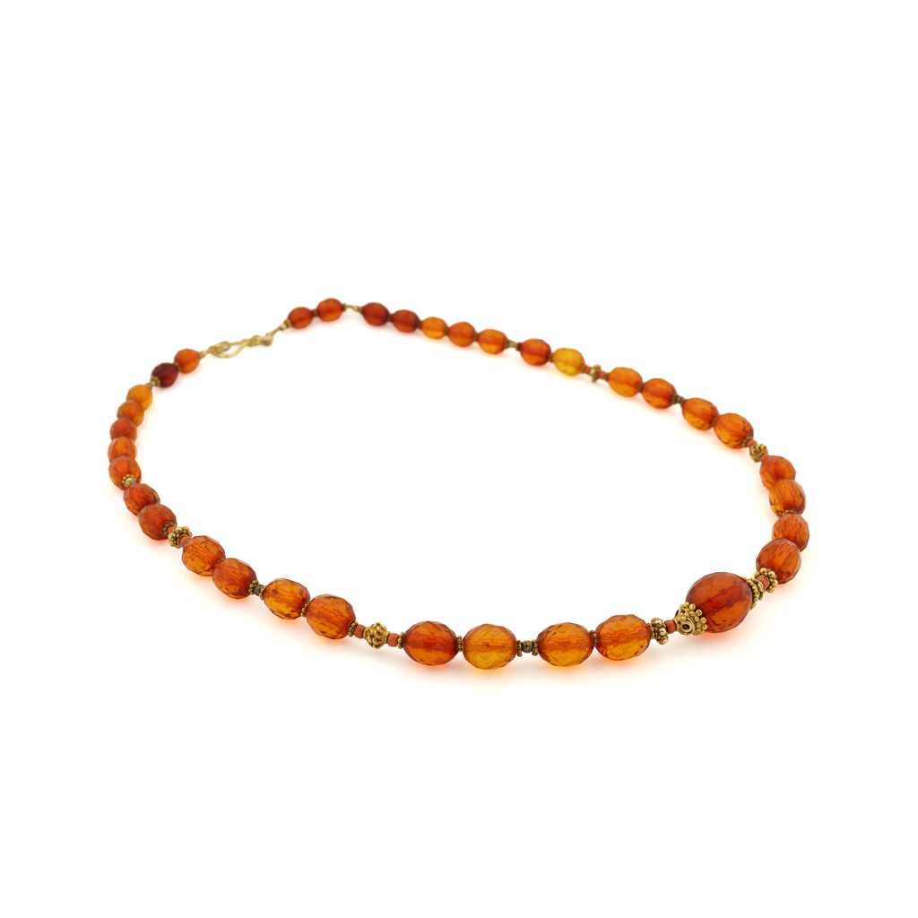 Antique Natural Untreated Amber Coral Silver Necklace