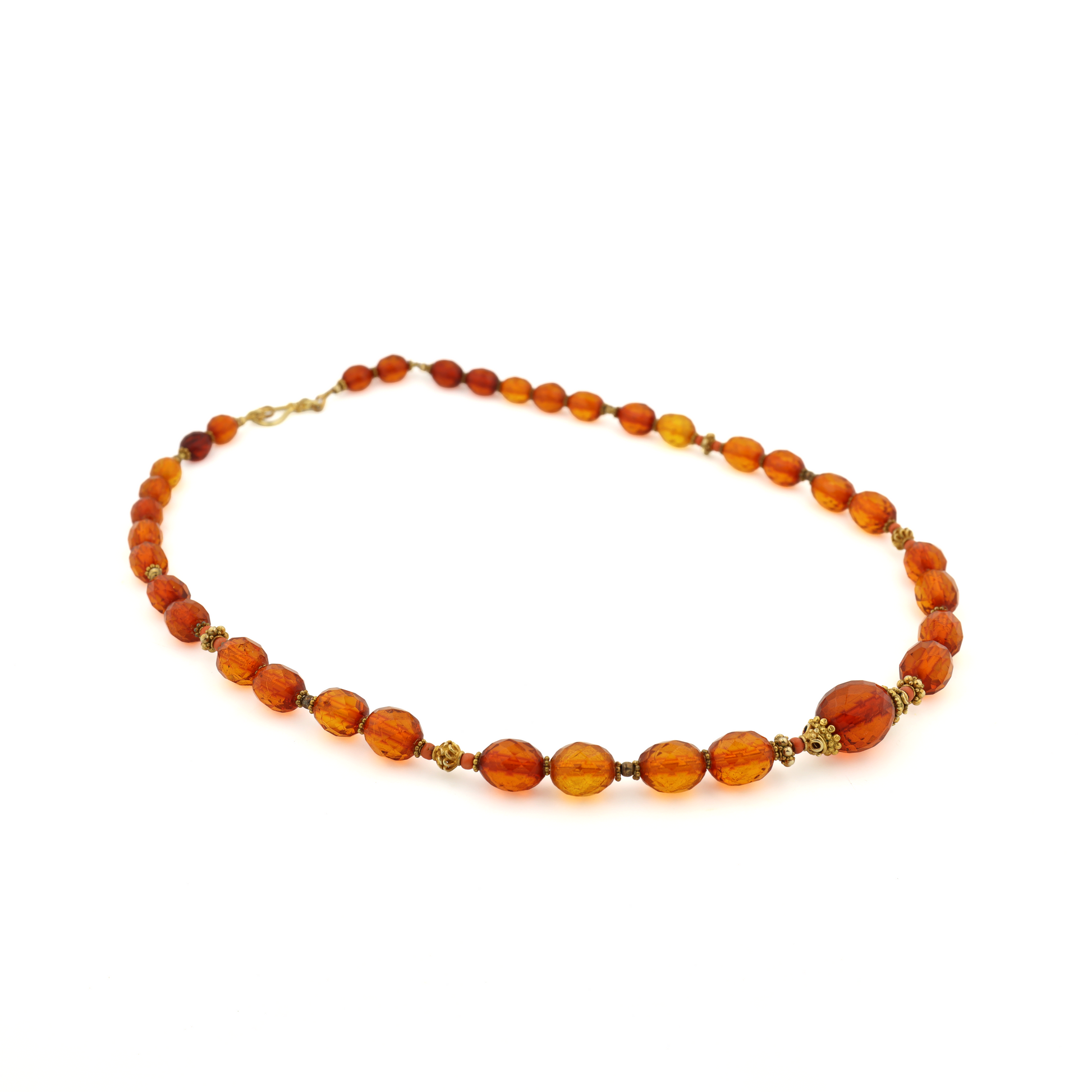 Antique Natural Untreated Amber Coral Silver Necklace