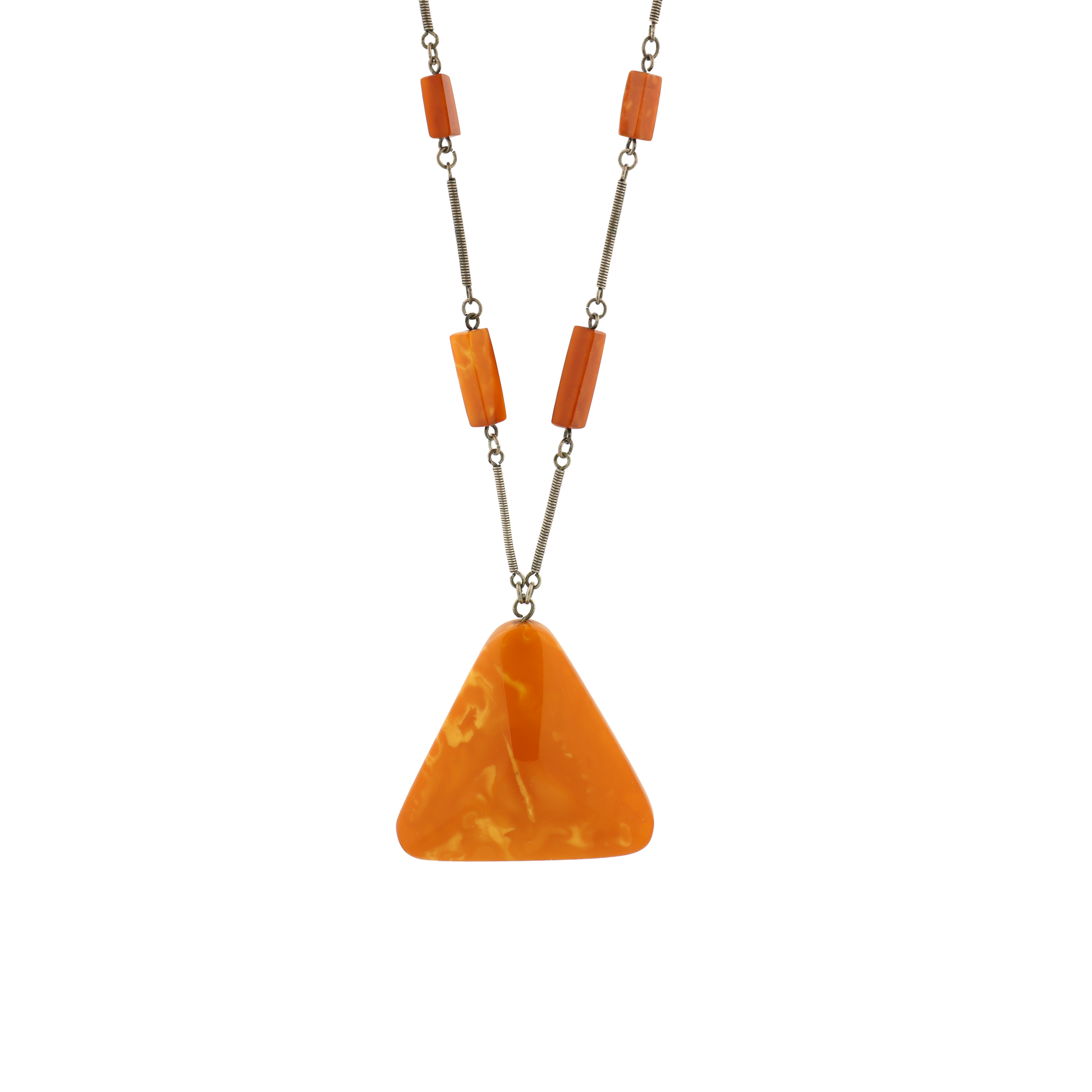 Rare Antique Natural Untreated Butterscotch Amber Silver Necklace