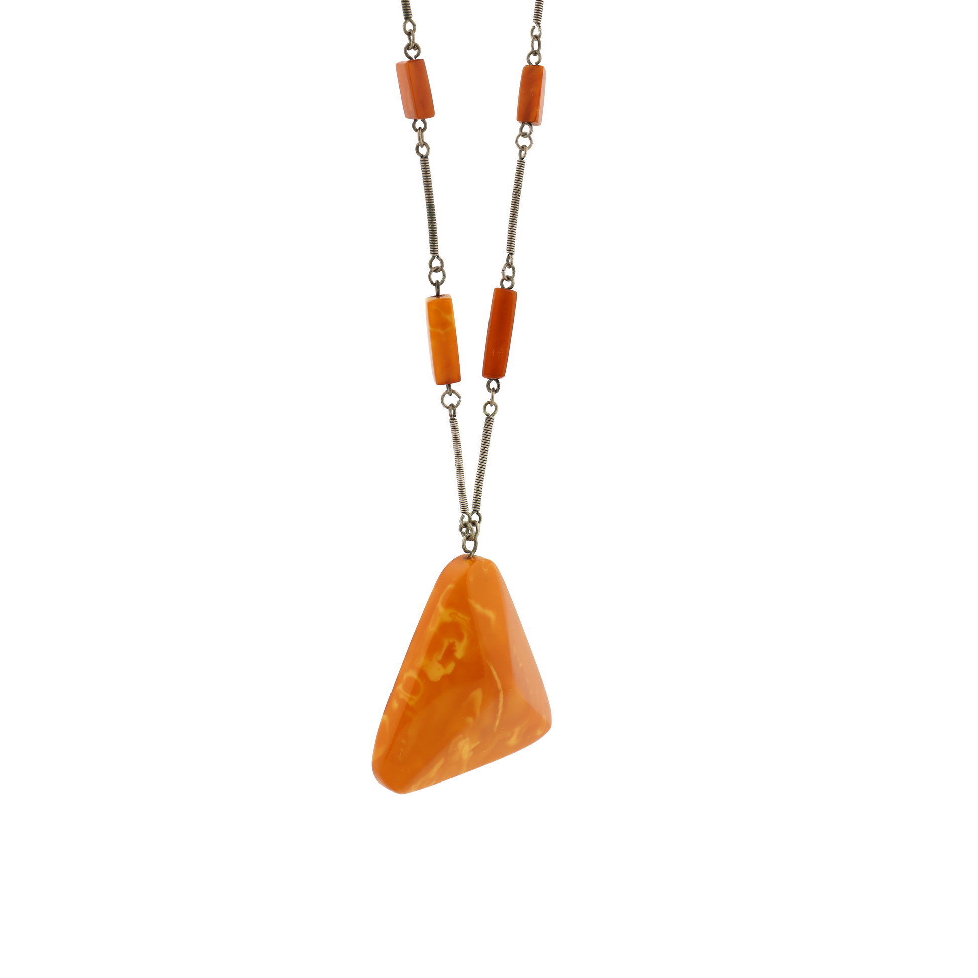 Rare Antique Natural Untreated Butterscotch Amber Silver Necklace