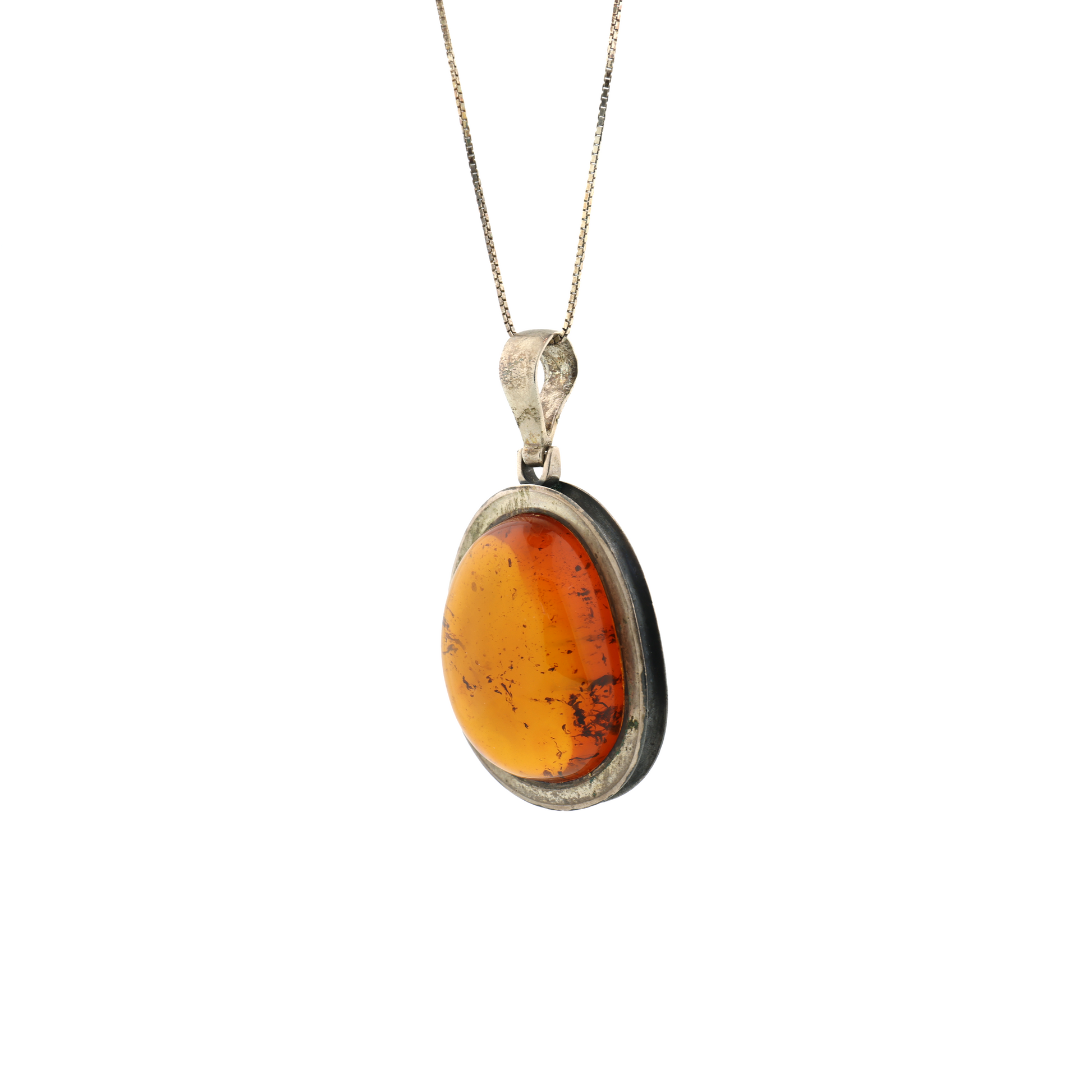Vintage Natural Untreated Baltic Amber Silver Necklace