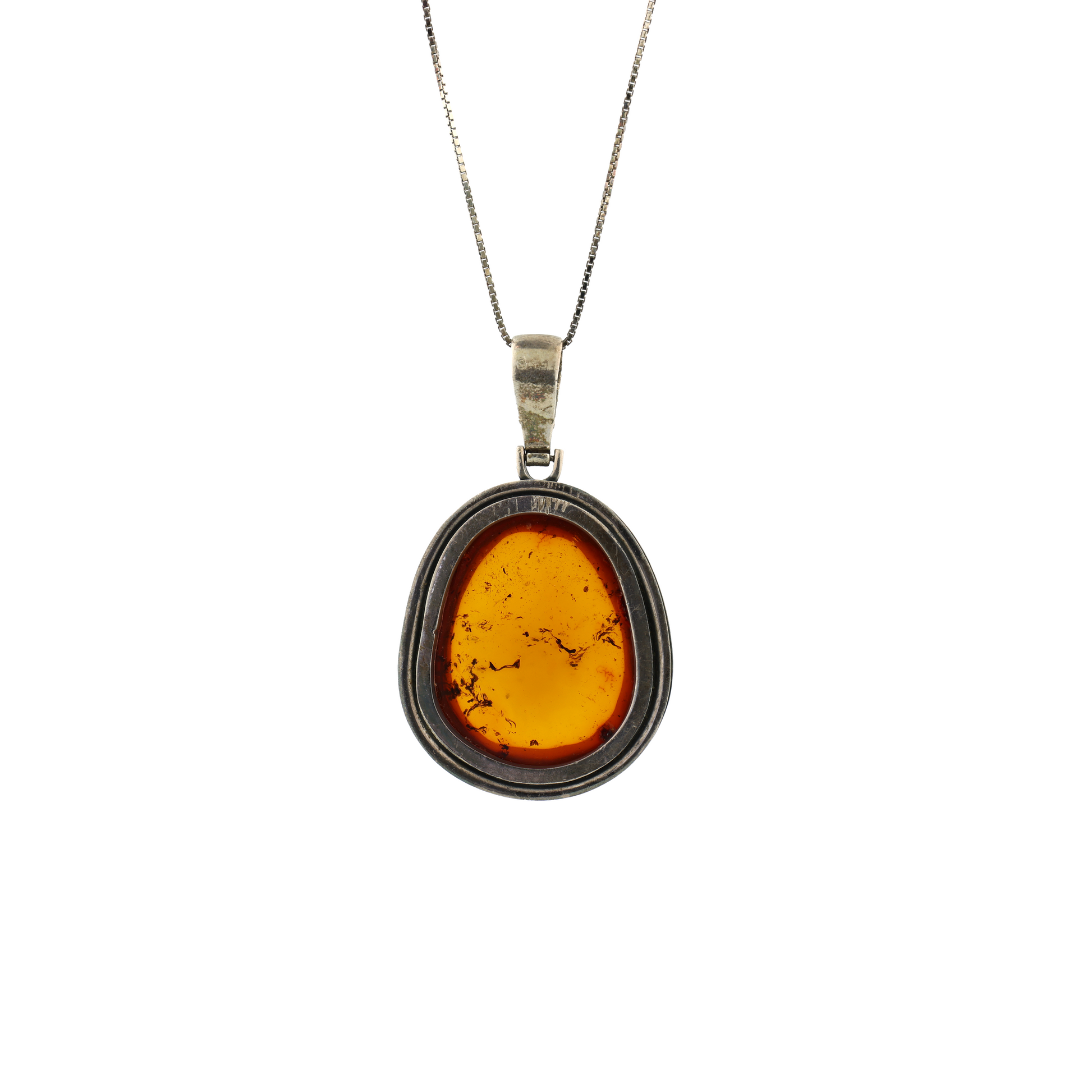 Vintage Natural Untreated Baltic Amber Silver Necklace