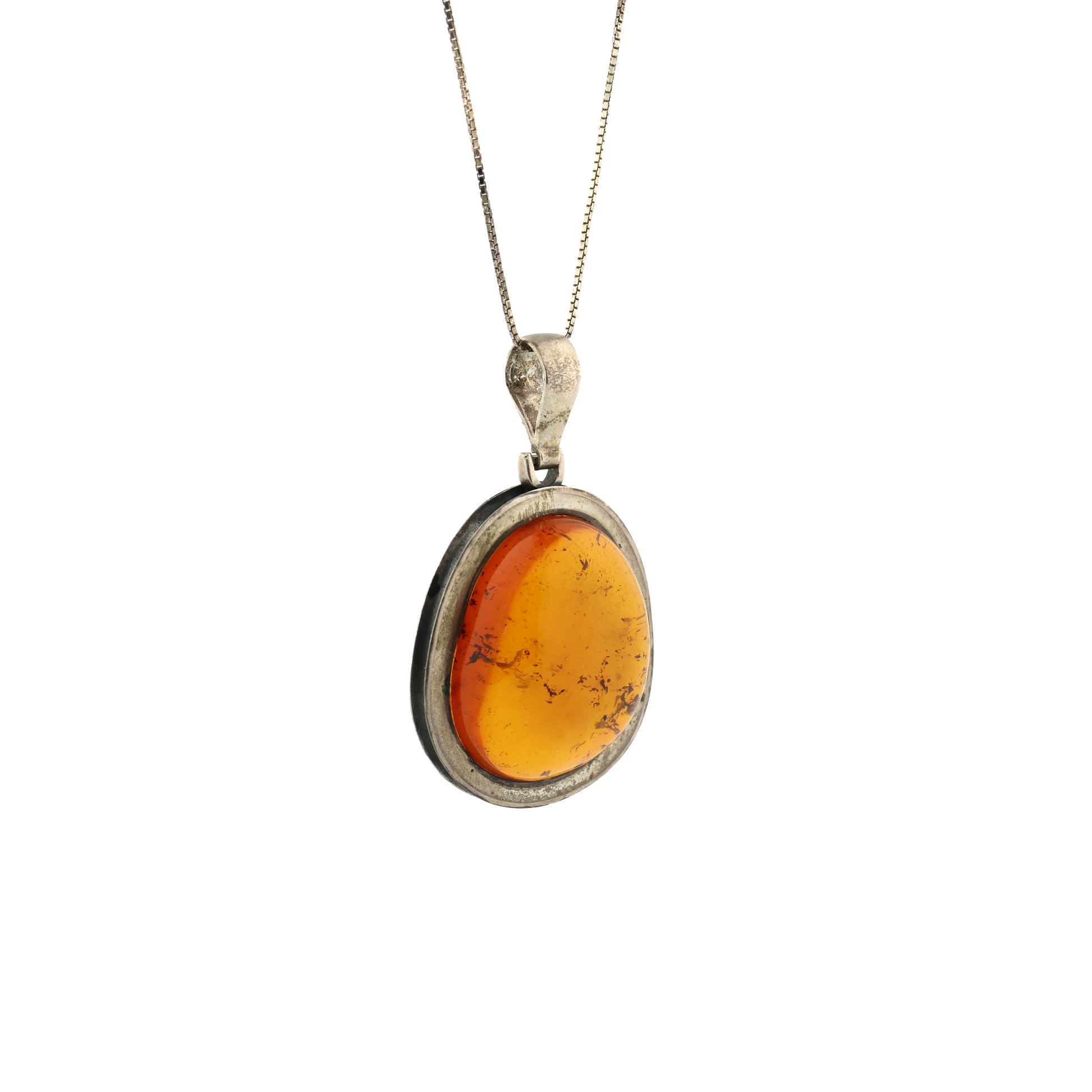Vintage Natural Untreated Baltic Amber Silver Necklace