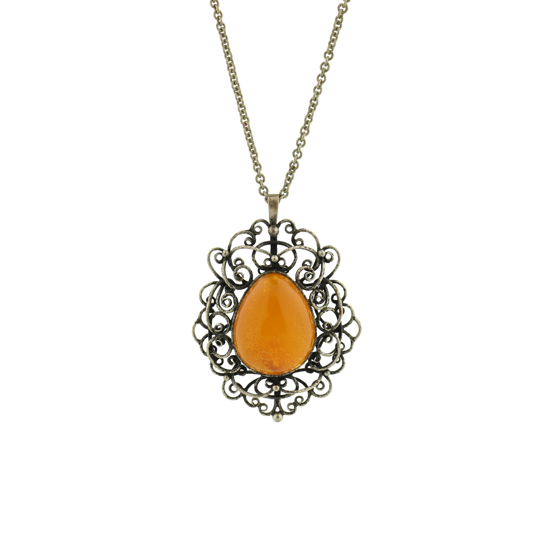 Vintage Natural Untreated Butterscotch Amber Silver Necklace