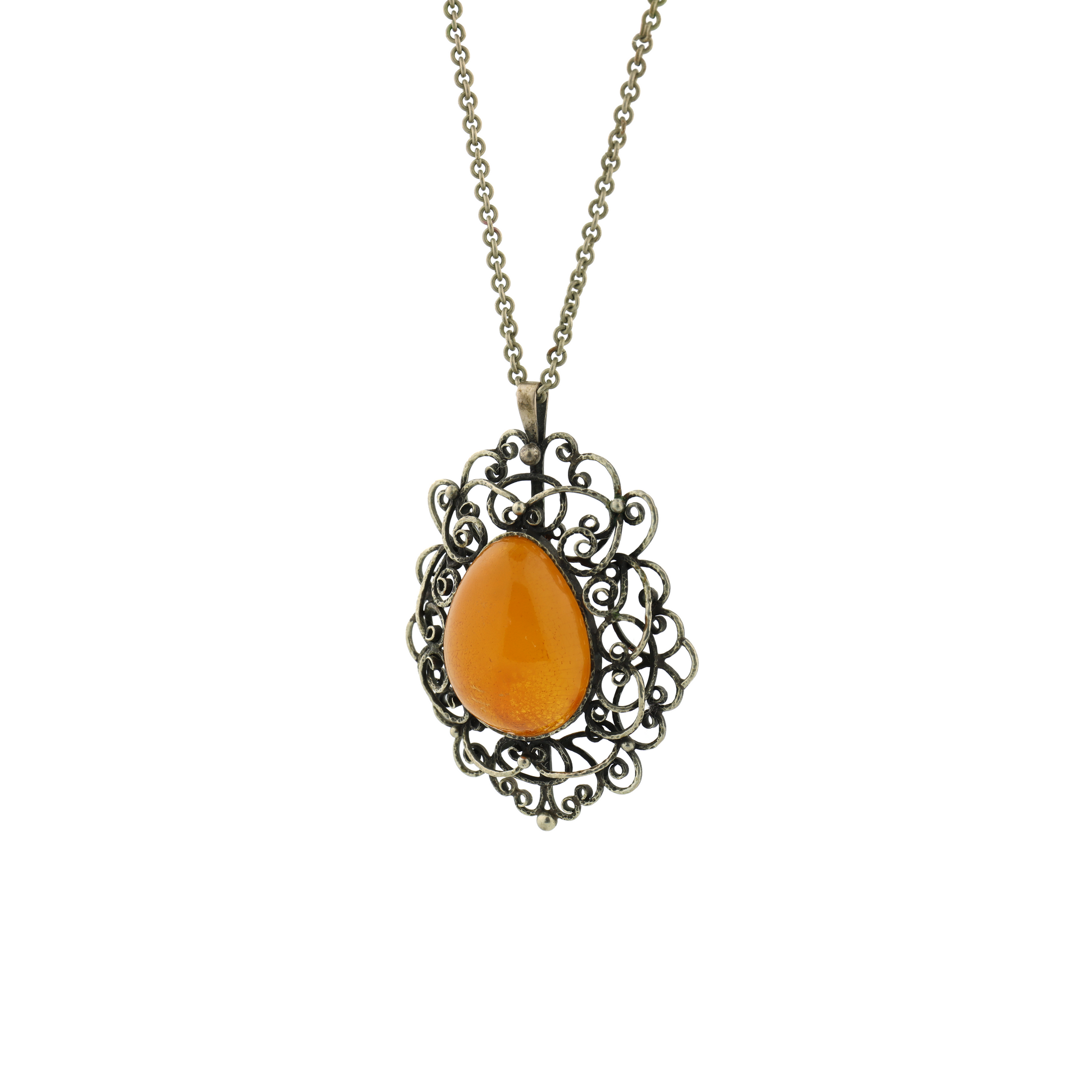 Vintage Natural Untreated Butterscotch Amber Silver Necklace