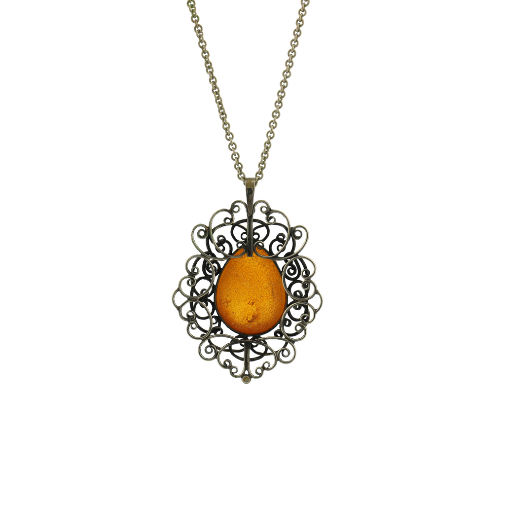 Vintage Natural Untreated Butterscotch Amber Silver Necklace
