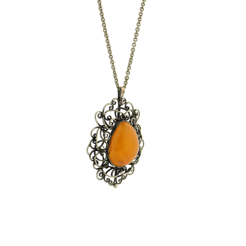 Vintage Natural Untreated Butterscotch Amber Silver Necklace