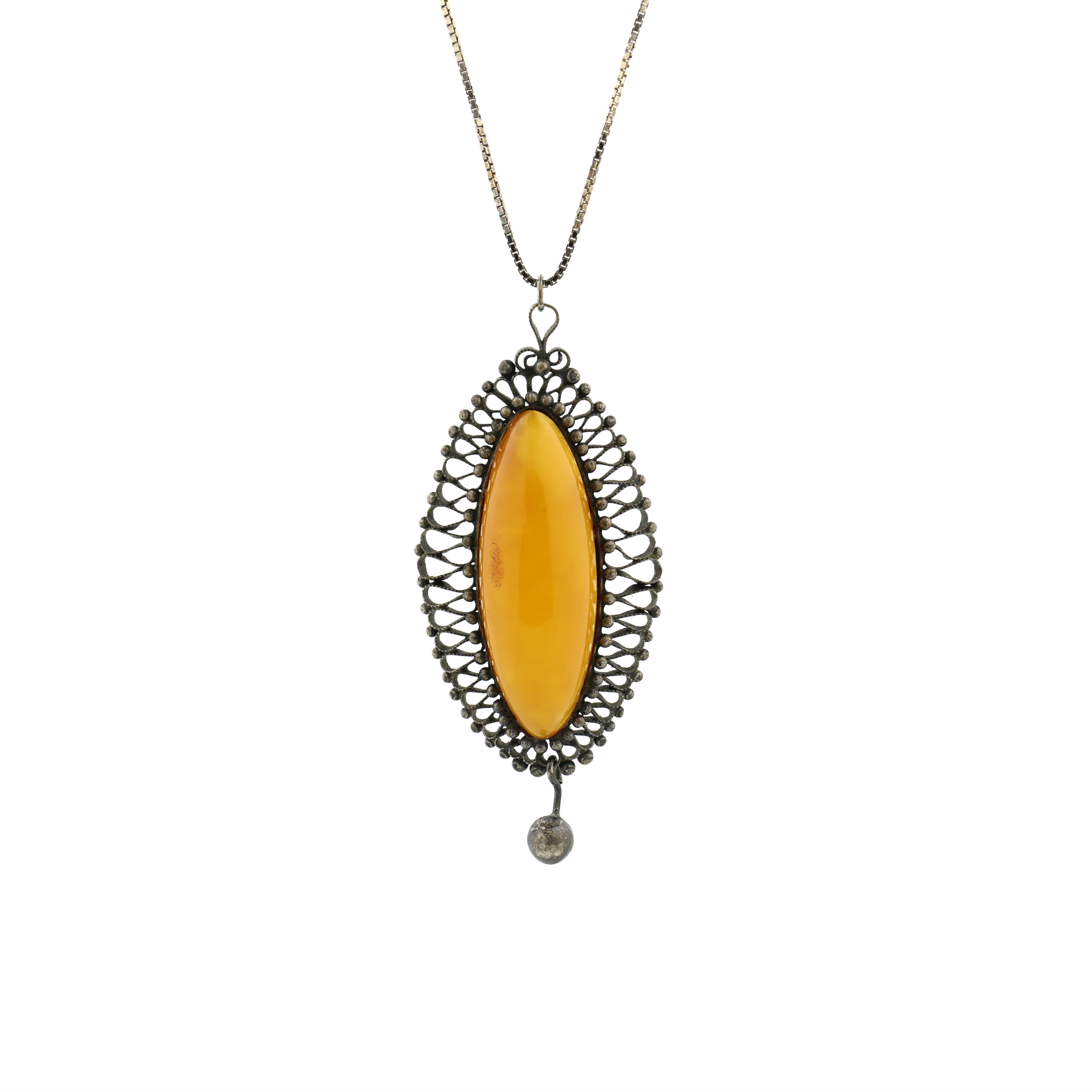 Vintage Natural Untreated Butterscotch Amber Silver Necklace