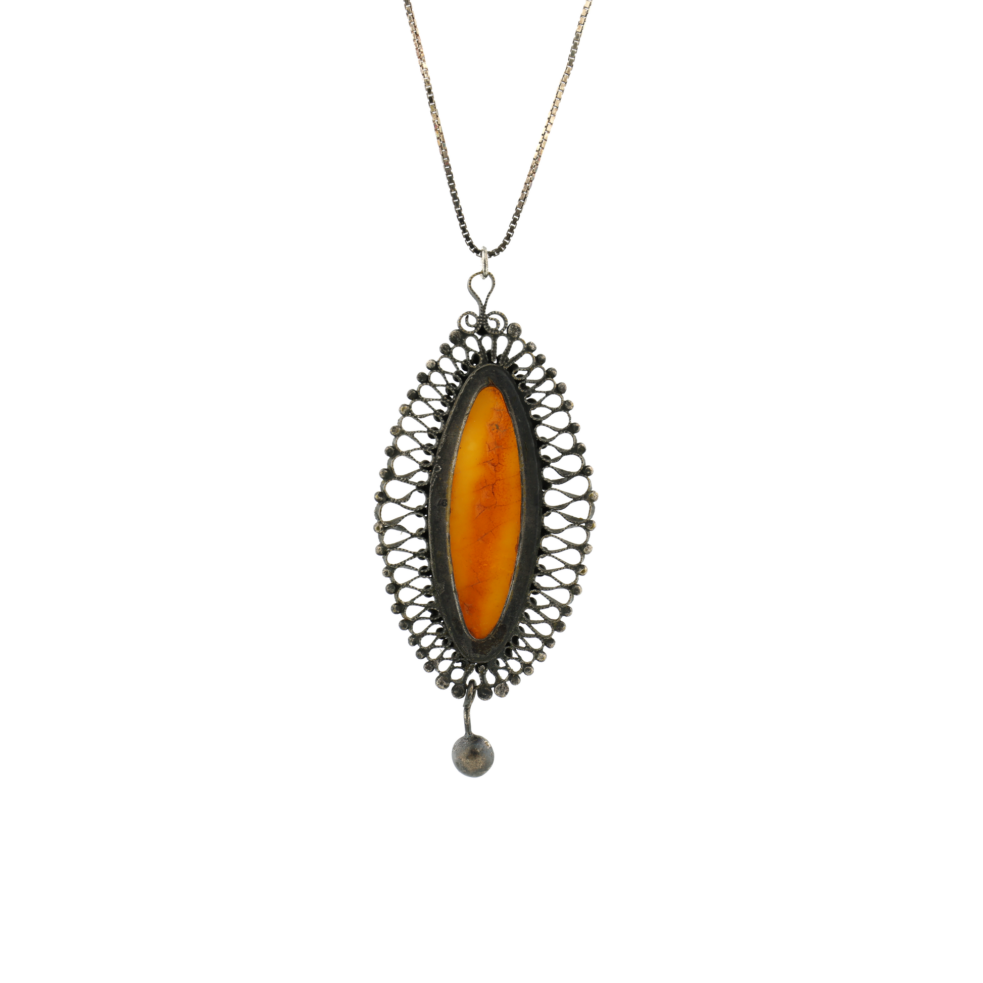 Vintage Natural Untreated Butterscotch Amber Silver Necklace