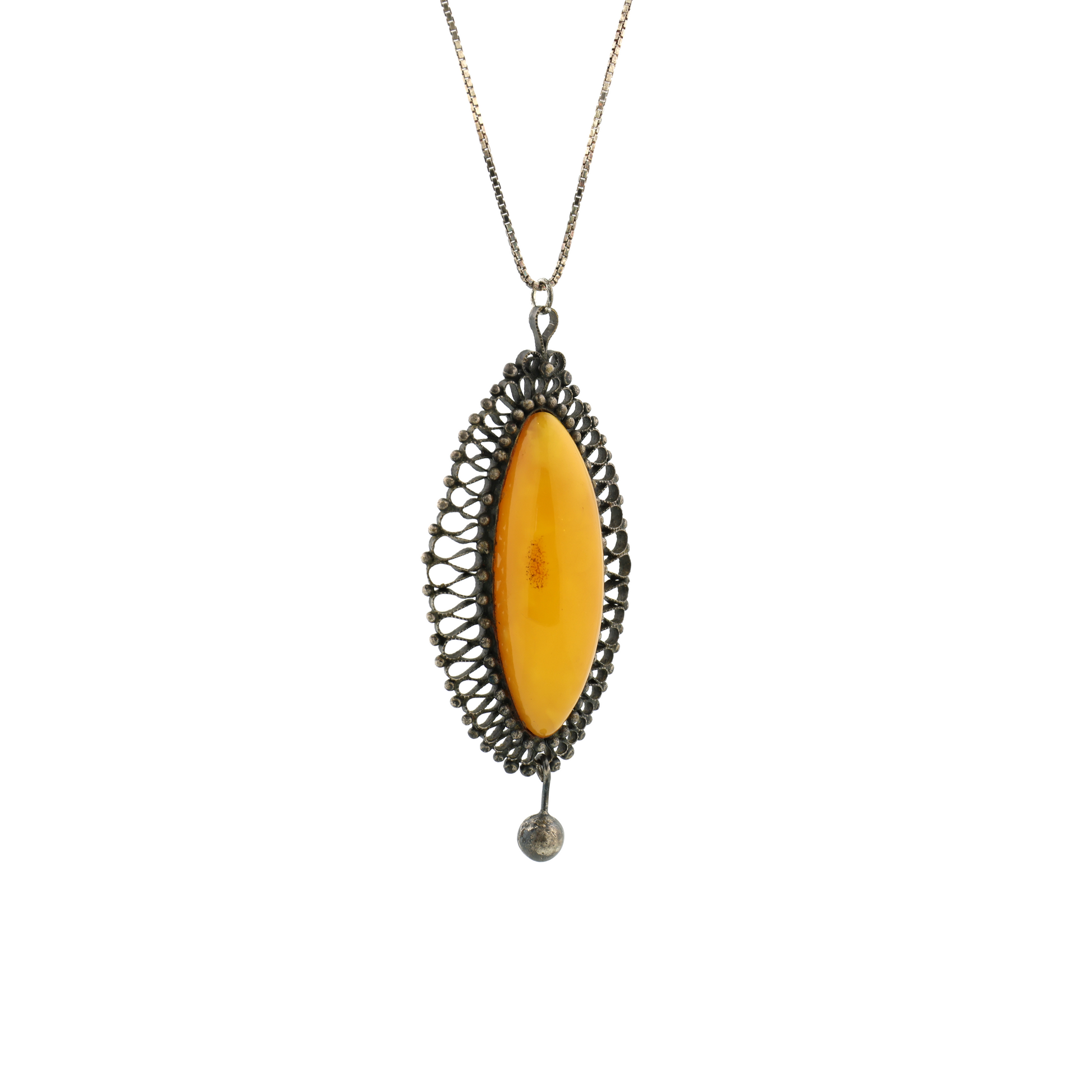 Vintage Natural Untreated Butterscotch Amber Silver Necklace