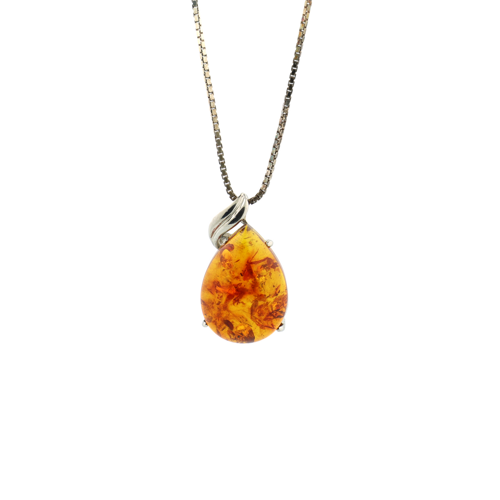 Vintage Natural Heated Baltic Amber Silver Necklace