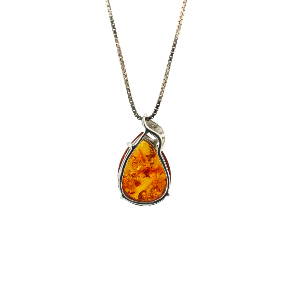 Vintage Natural Heated Baltic Amber Silver Necklace