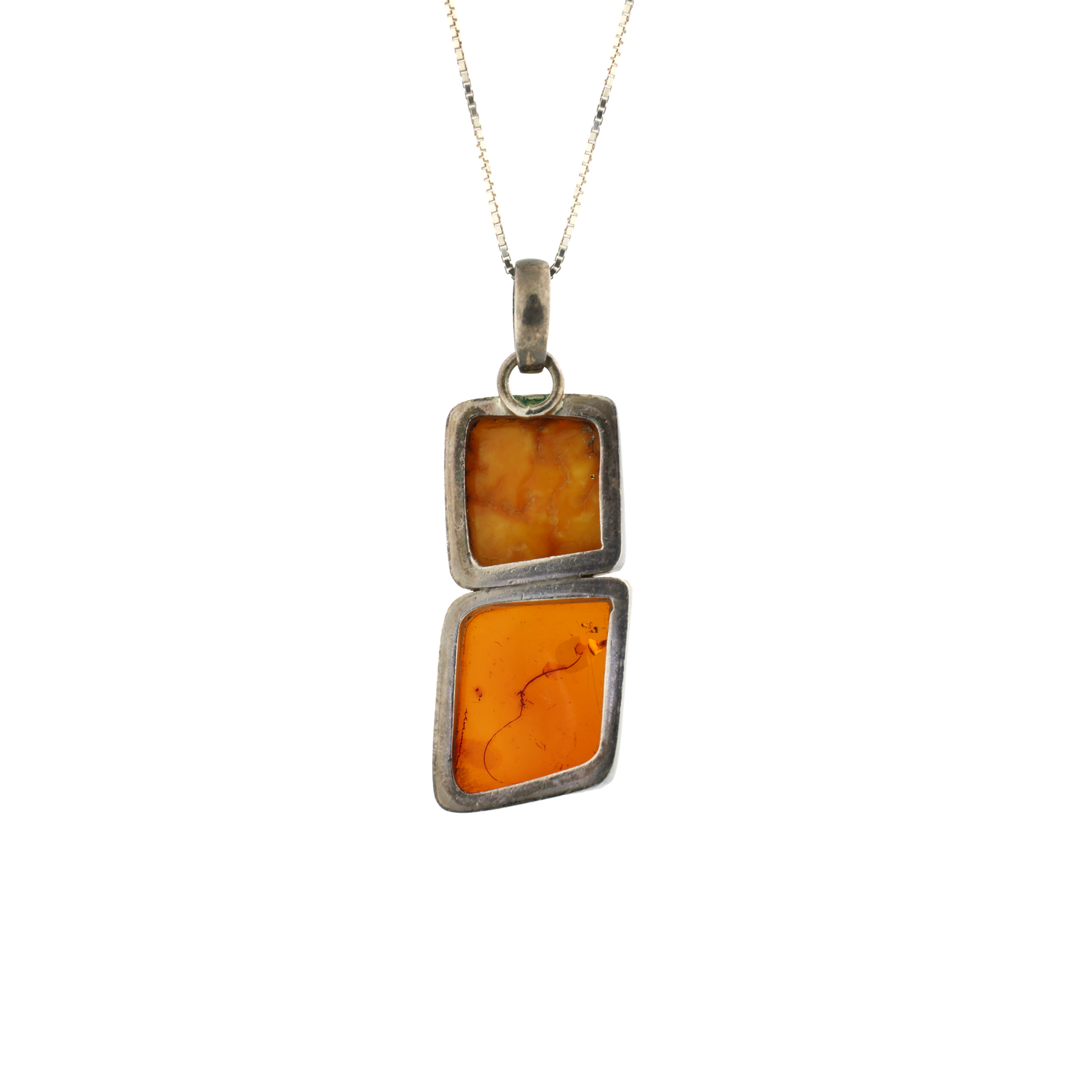 Vintage Natural Untreated Butterscotch and Heated Amber Silver Necklace