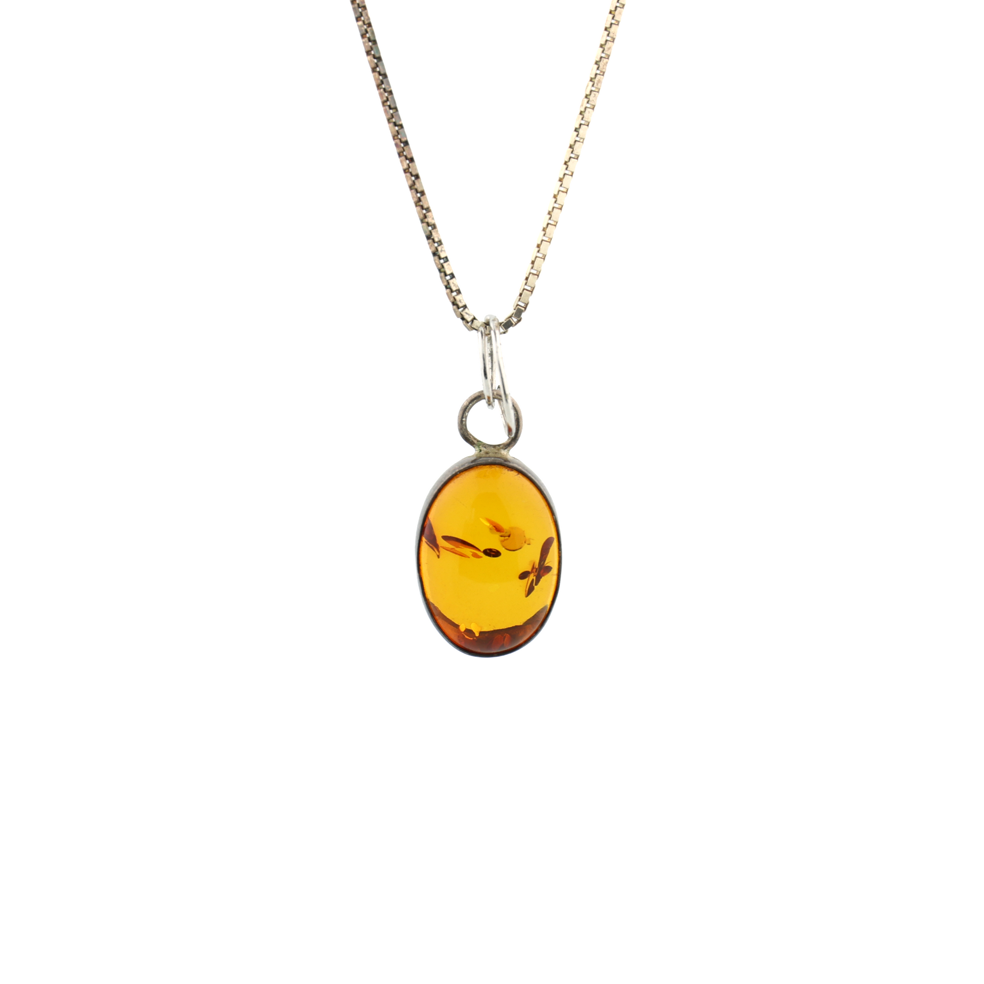 Vintage Natural Heated Baltic Amber Silver Necklace