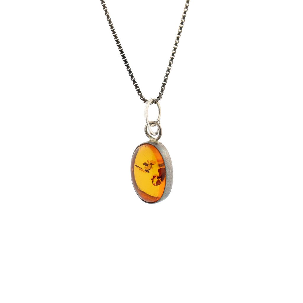 Vintage Natural Heated Baltic Amber Silver Necklace