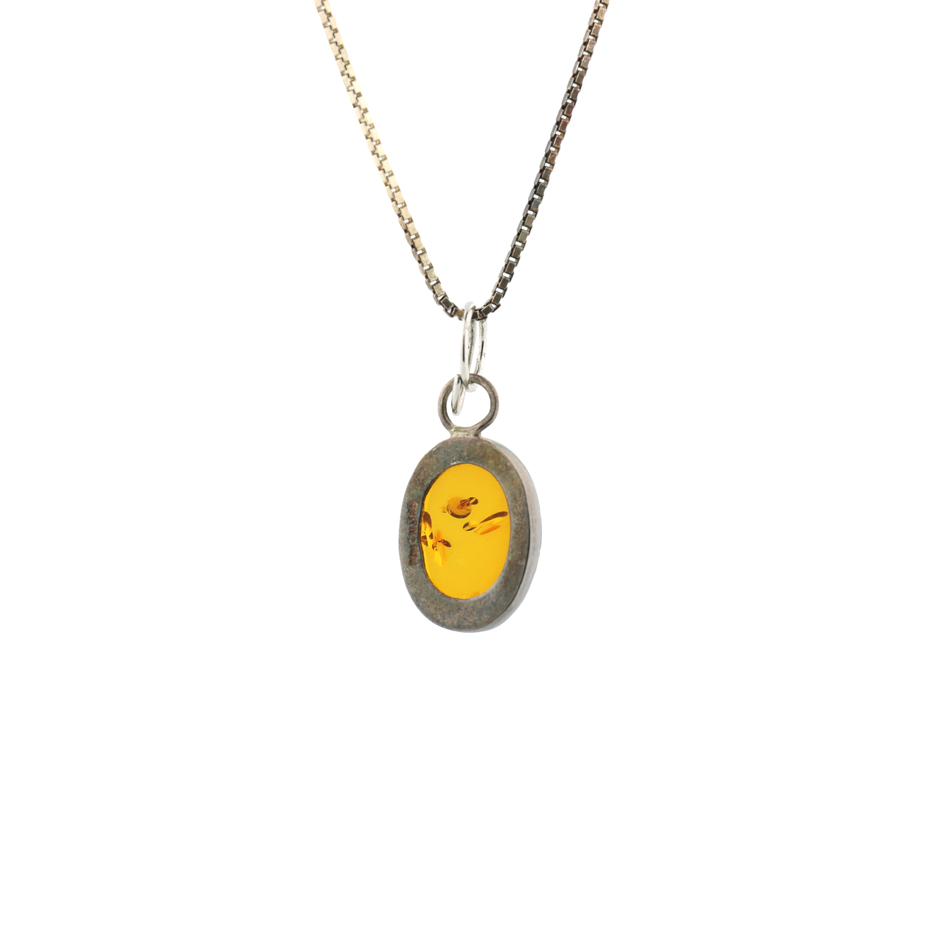 Vintage Natural Heated Baltic Amber Silver Necklace