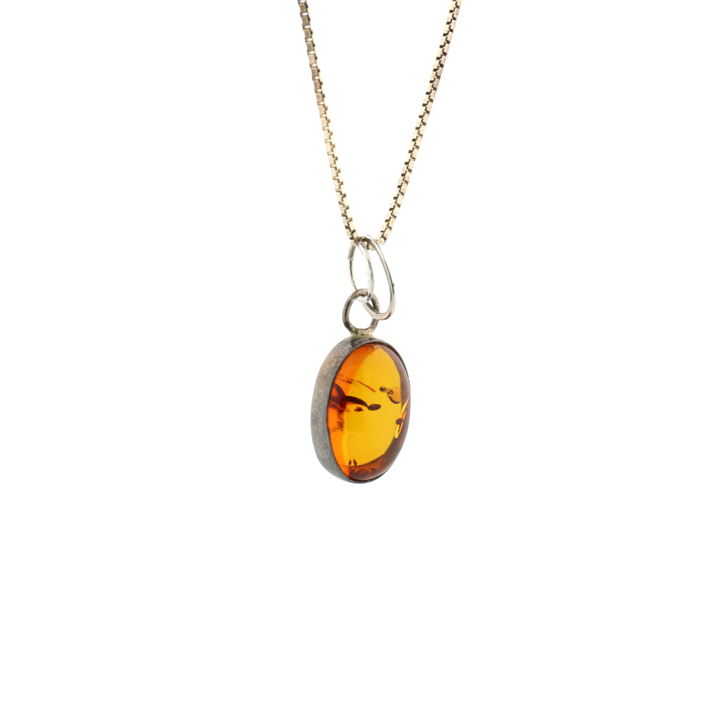 Vintage Natural Heated Baltic Amber Silver Necklace