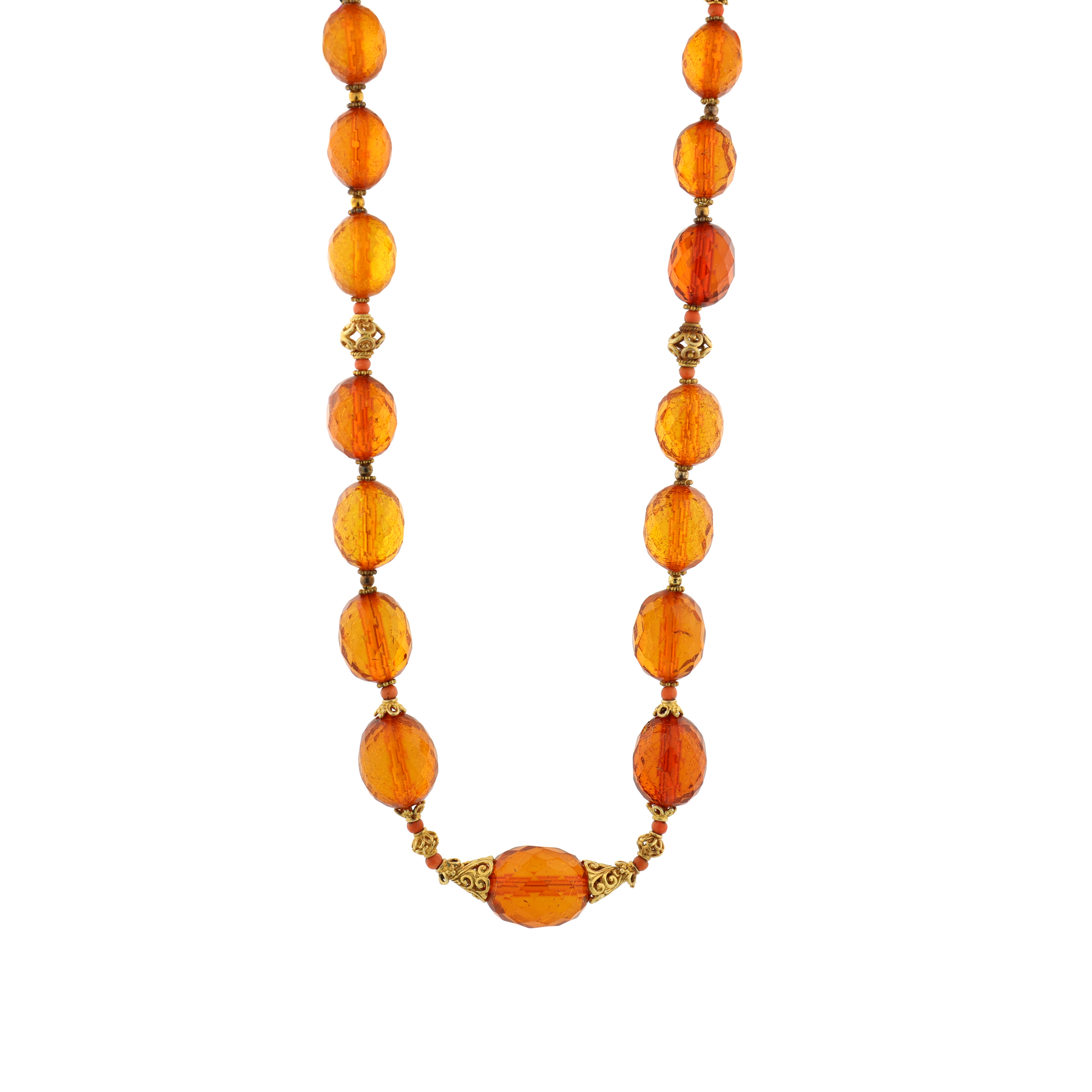 Antique Natural Untreated Amber Coral Silver Necklace