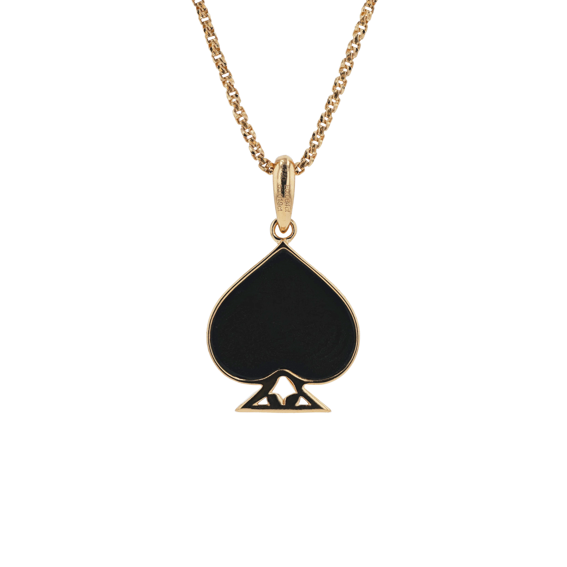 18K Solid Yellow Gold Natural Emerald Diamond Back Onyx SPACE Pendant