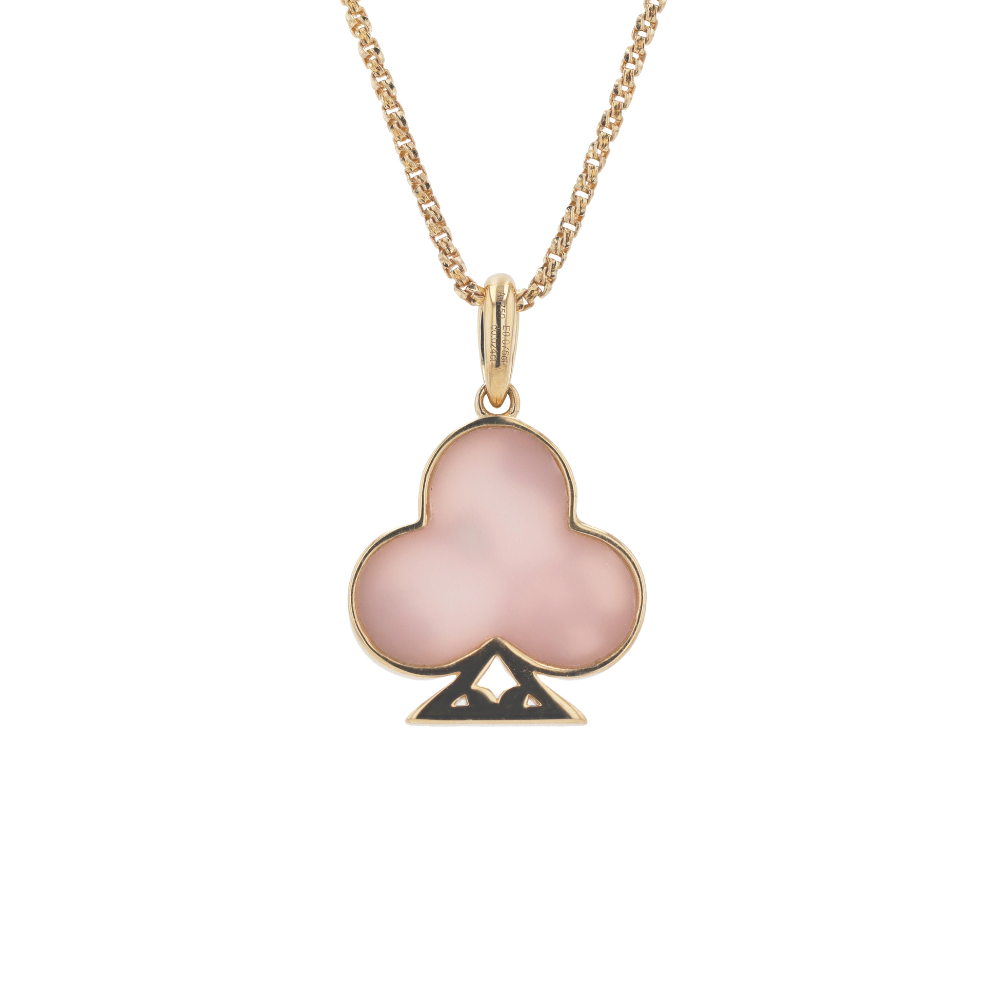 18K Solid Yellow Gold Natural Emerald Diamond Pink Opal CLUB Pendant $1,930