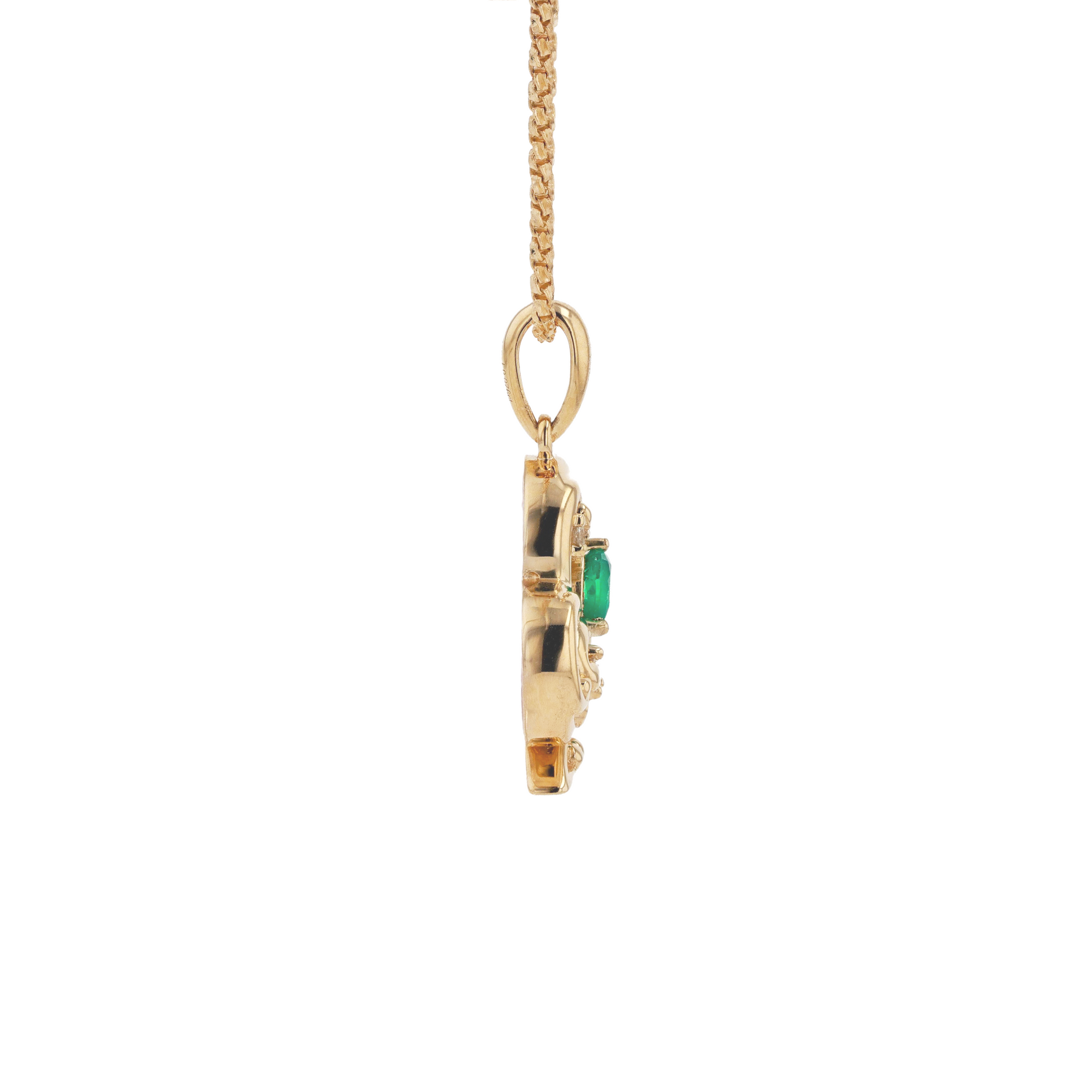 18K Solid Yellow Gold Natural Emerald Diamond Pink Opal CLUB Pendant $1,930