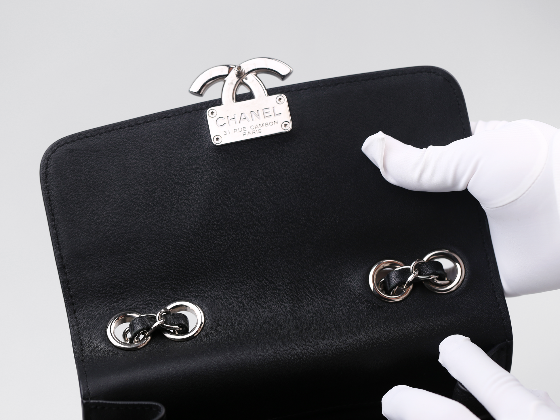 CHANEL Black Calfskin Small Affinity Flap Bag with Top Handle