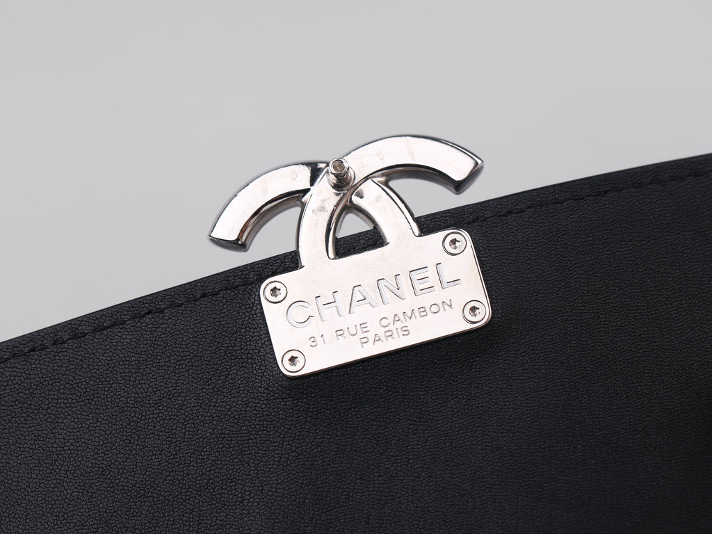 CHANEL Black Calfskin Small Affinity Flap Bag with Top Handle
