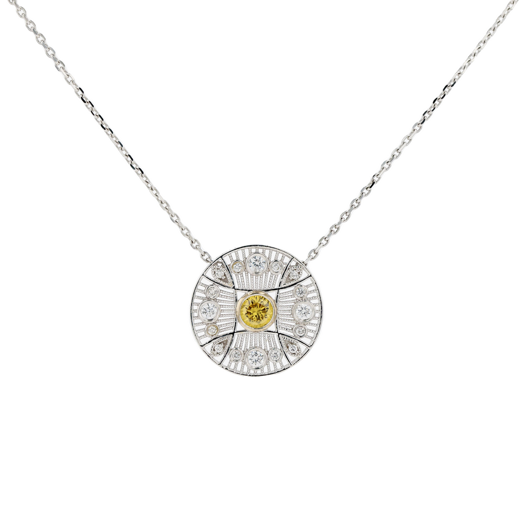 18KG Yellow Diamond Necklace