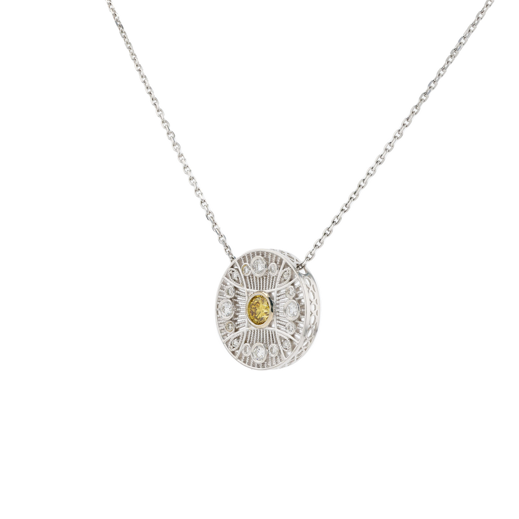 18KG Yellow Diamond Necklace