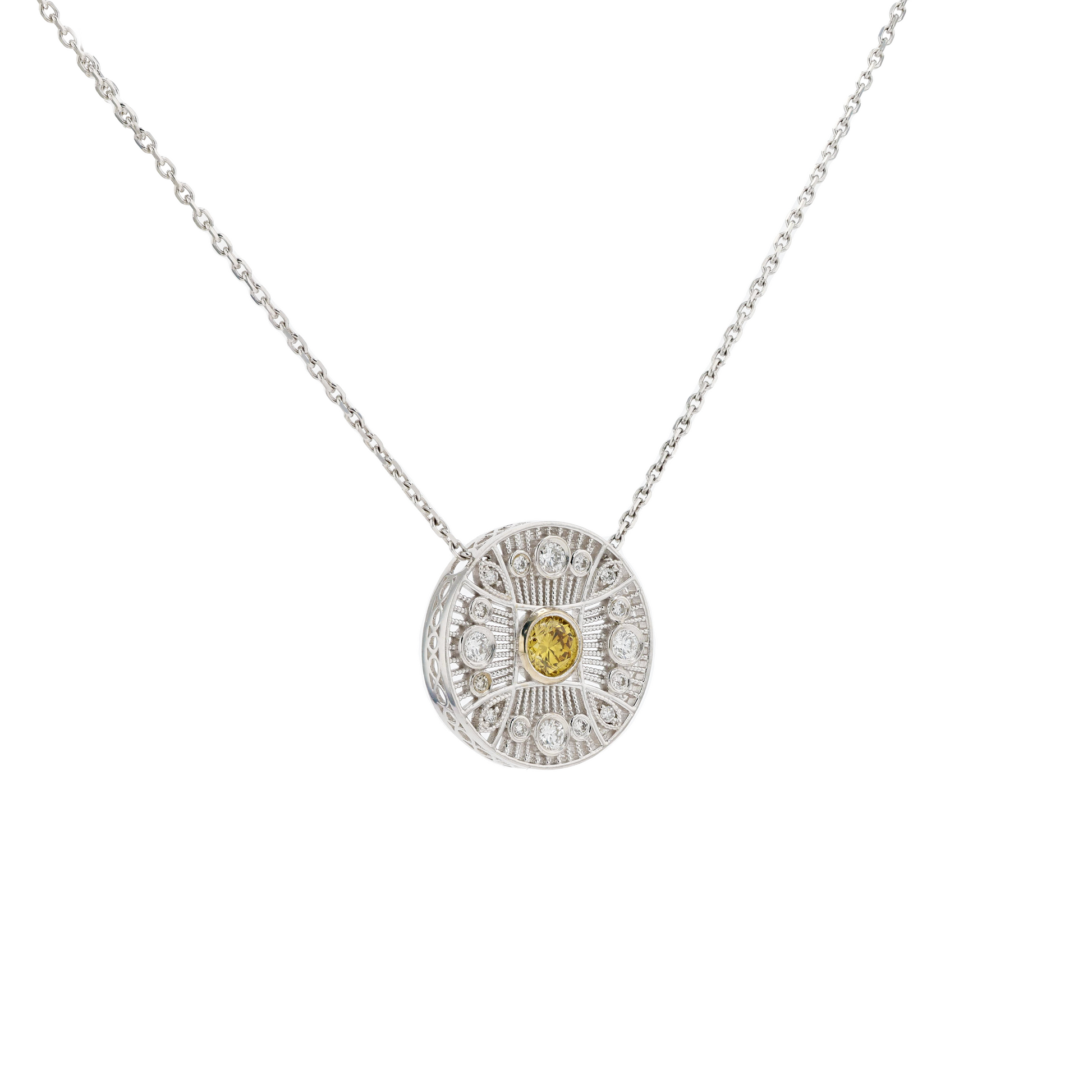 18KG Yellow Diamond Necklace