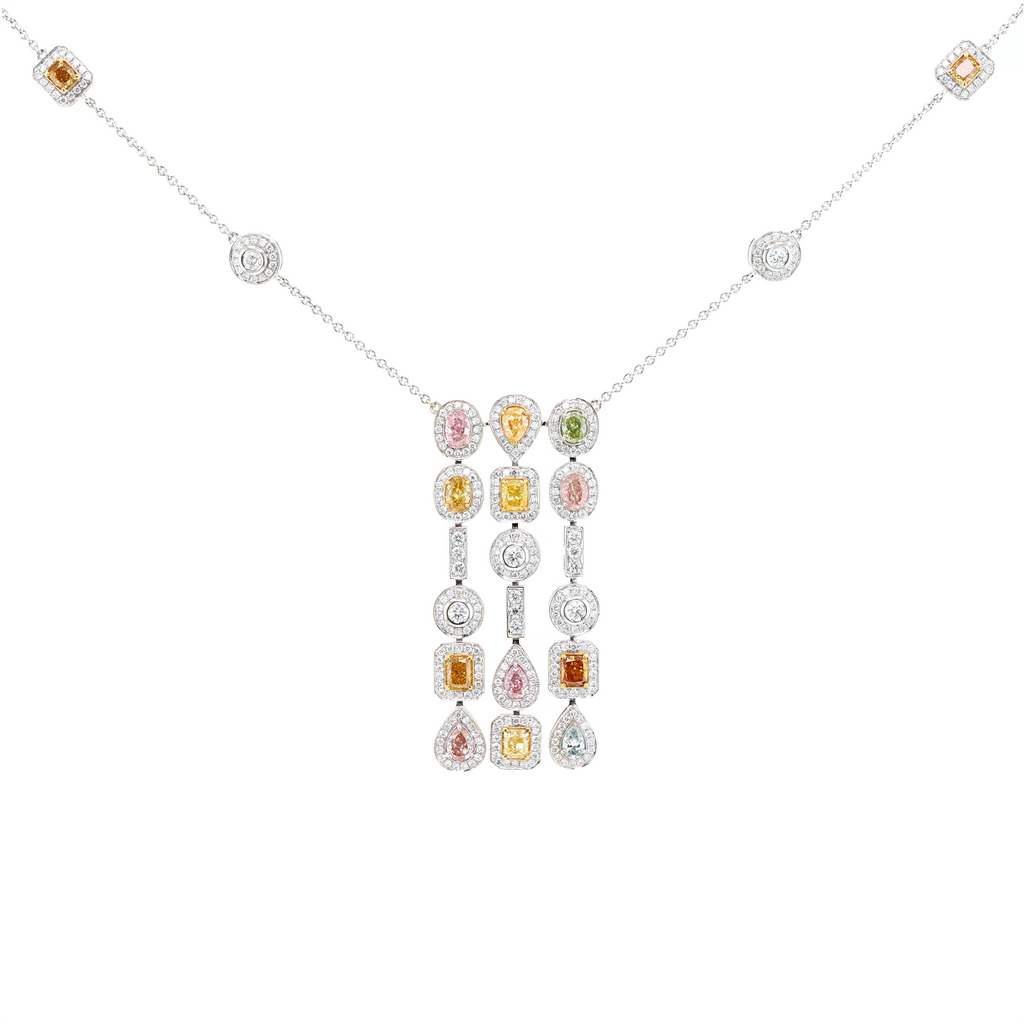 18KG 3.16ct Fancy Diamond Necklace