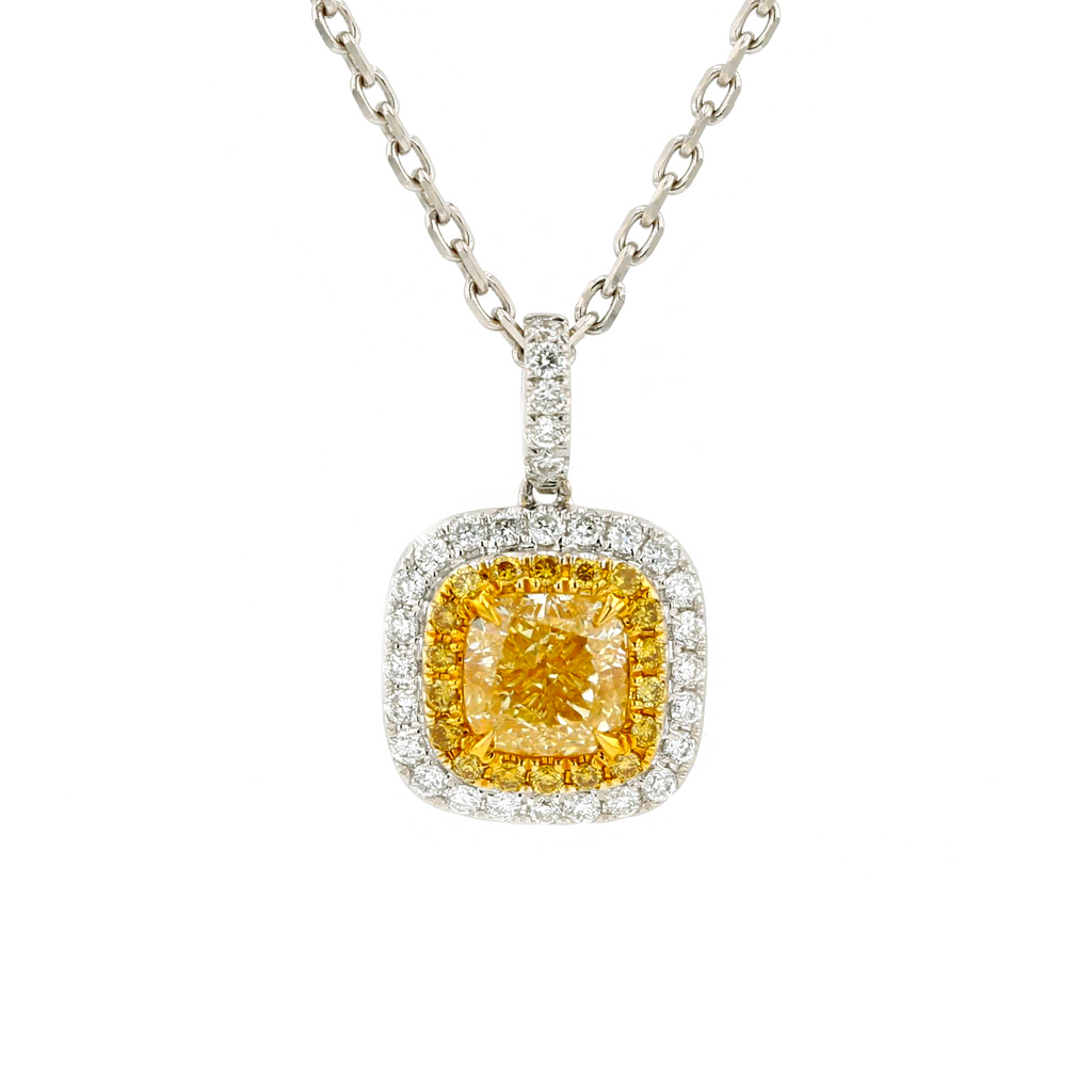 18KG 1.0ct Yellow Diamond Necklace
