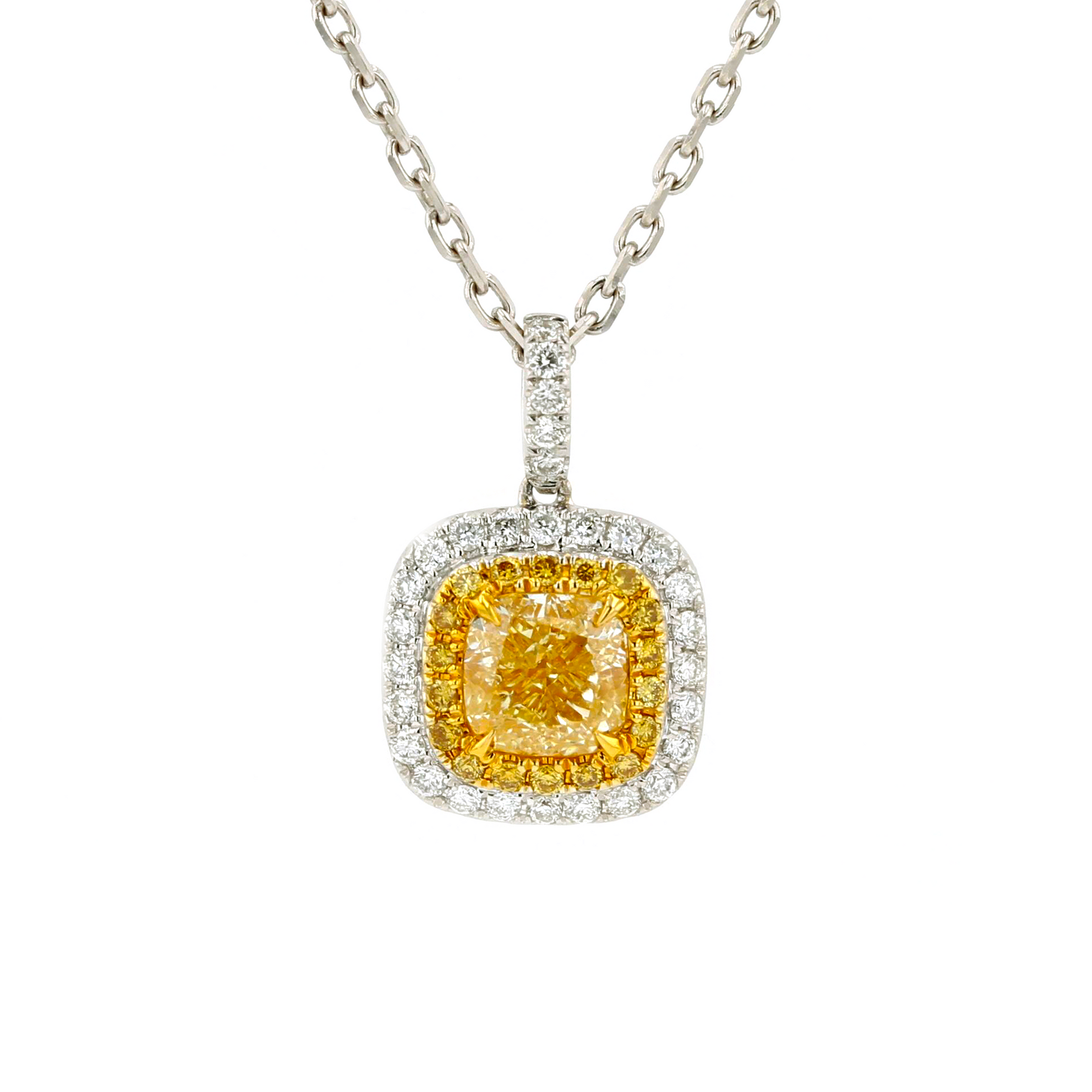 18KG 1.0ct Yellow Diamond Necklace