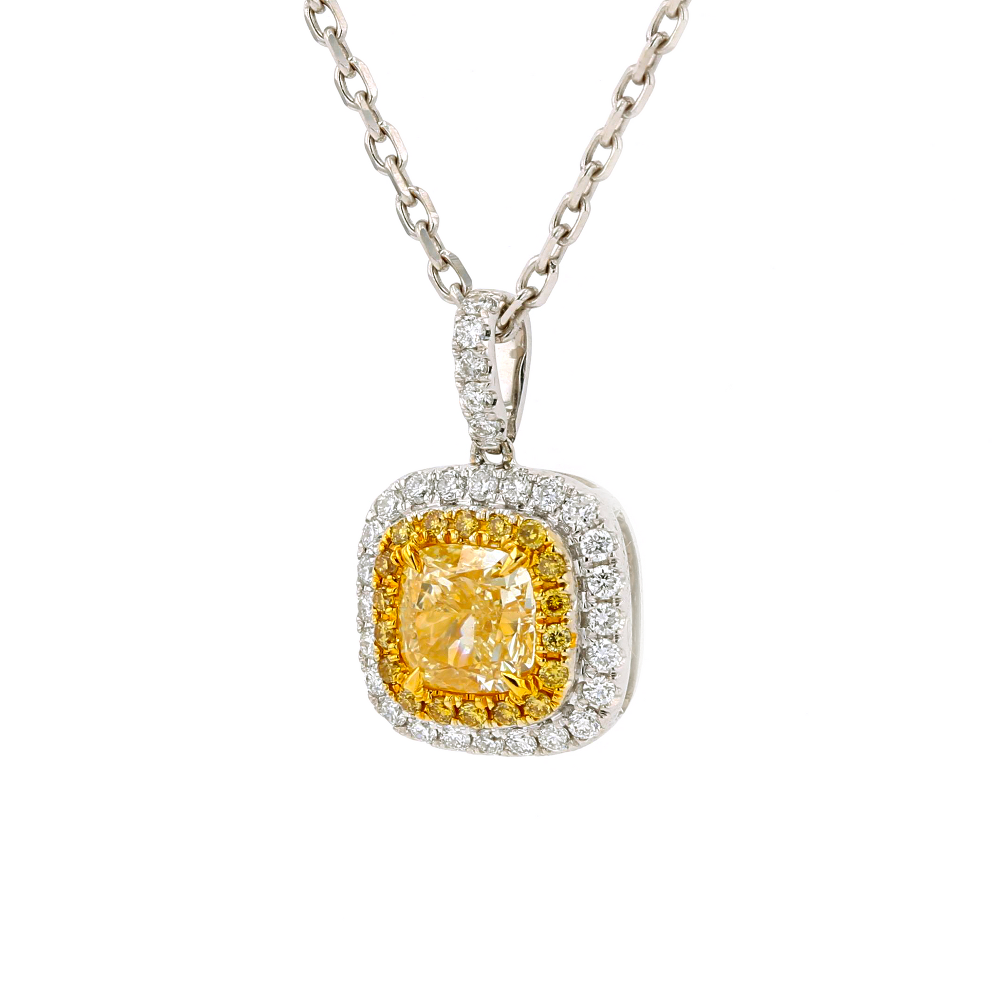 18KG 1.0ct Yellow Diamond Necklace