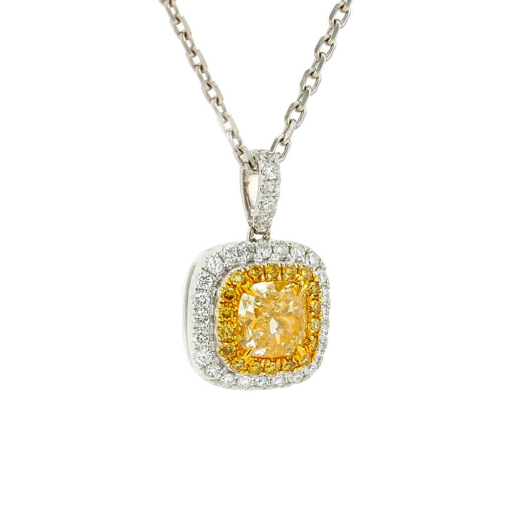 18KG 1.0ct Yellow Diamond Necklace
