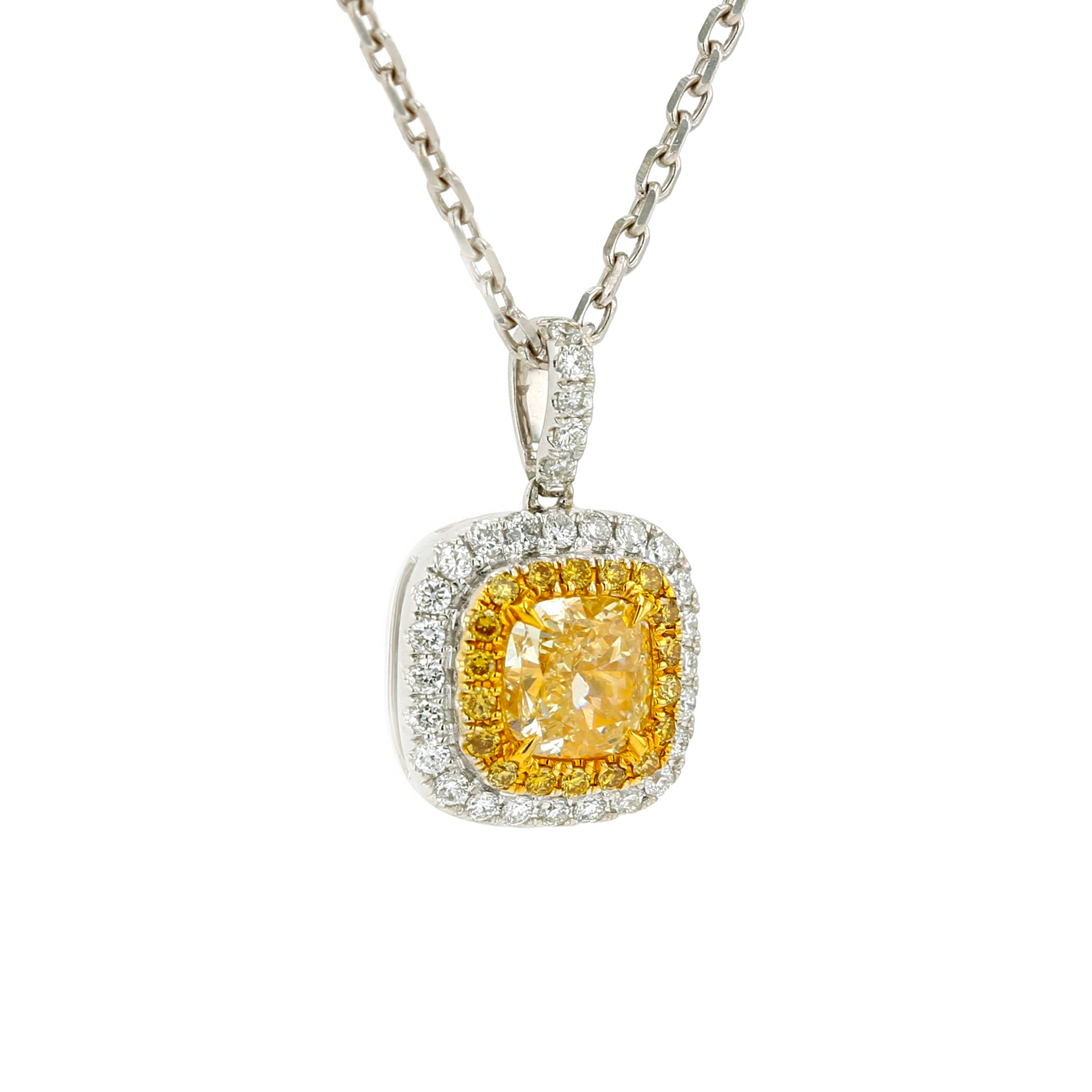 18KG 1.0ct Yellow Diamond Necklace