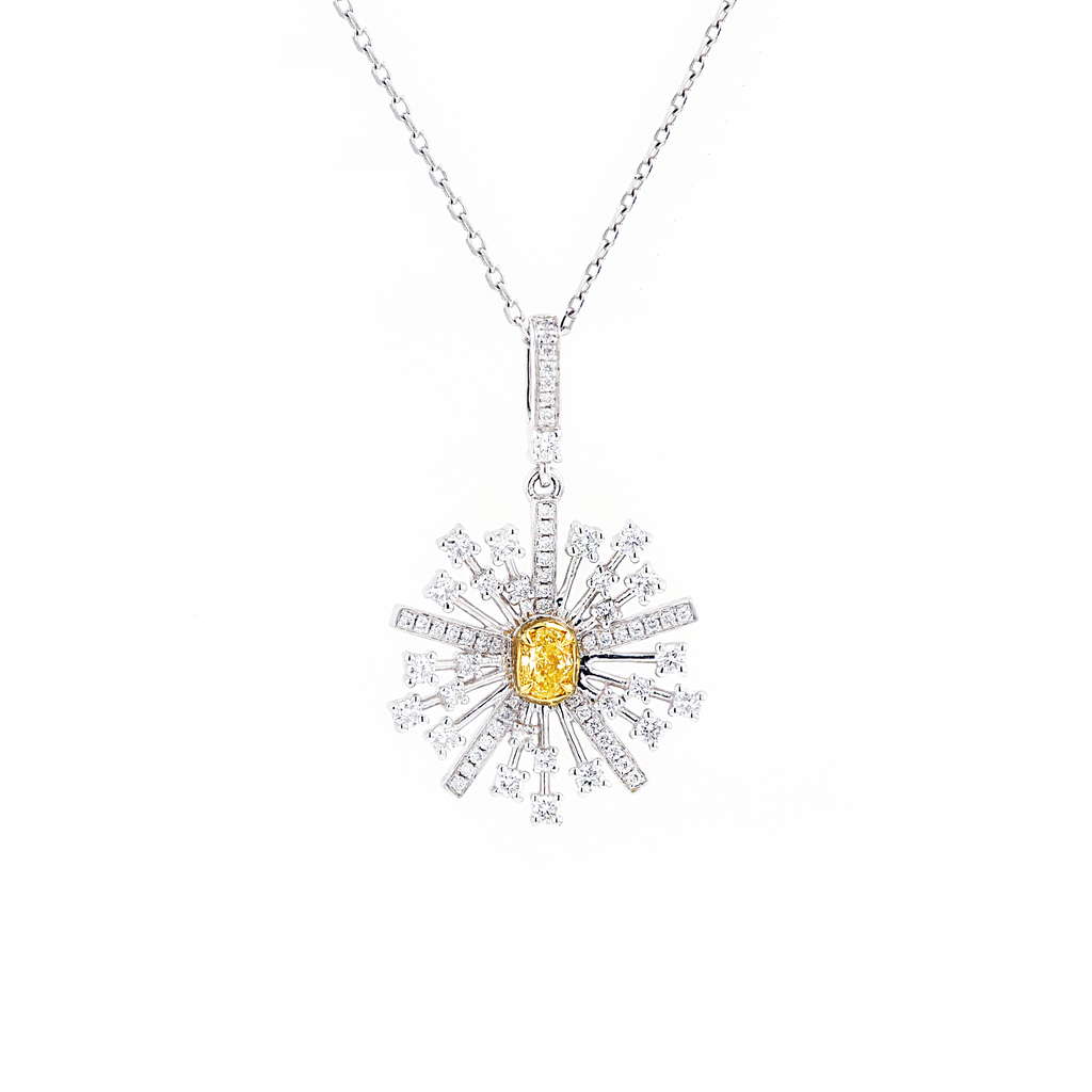 18KG 0.18ct Yellow Diamond Necklace