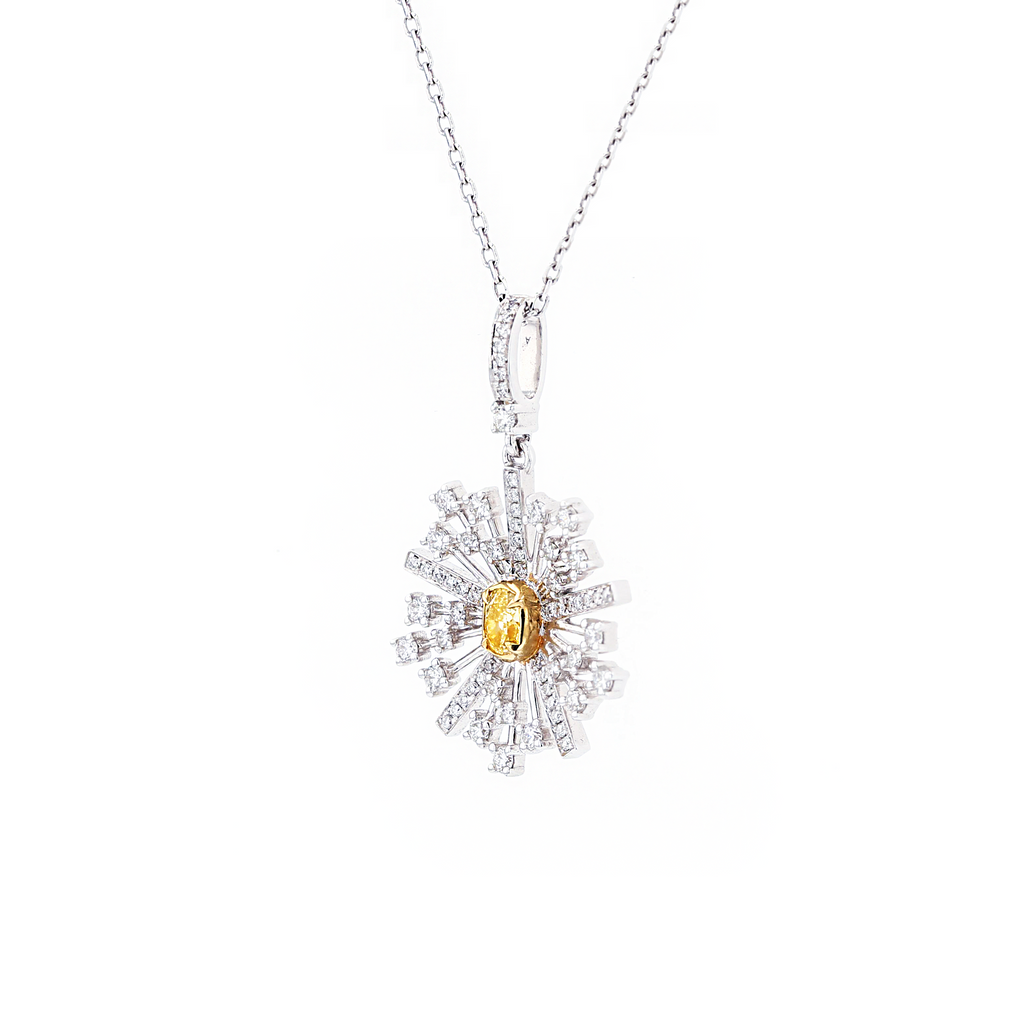 18KG 0.18ct Yellow Diamond Necklace