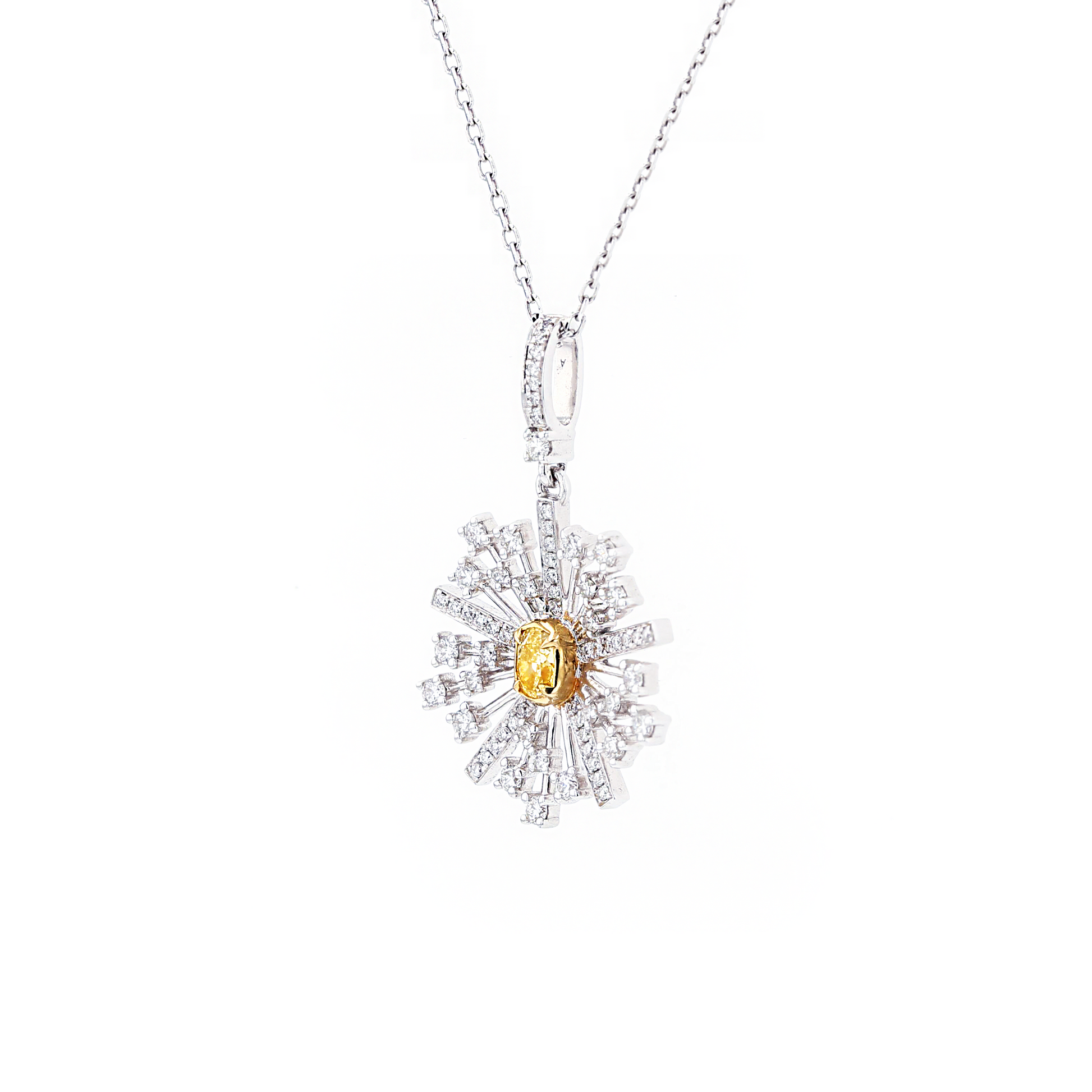 18KG 0.18ct Yellow Diamond Necklace