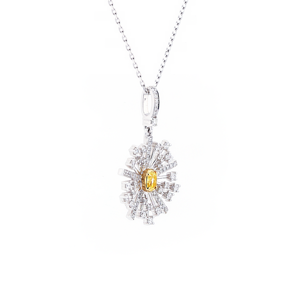 18KG 0.18ct Yellow Diamond Necklace