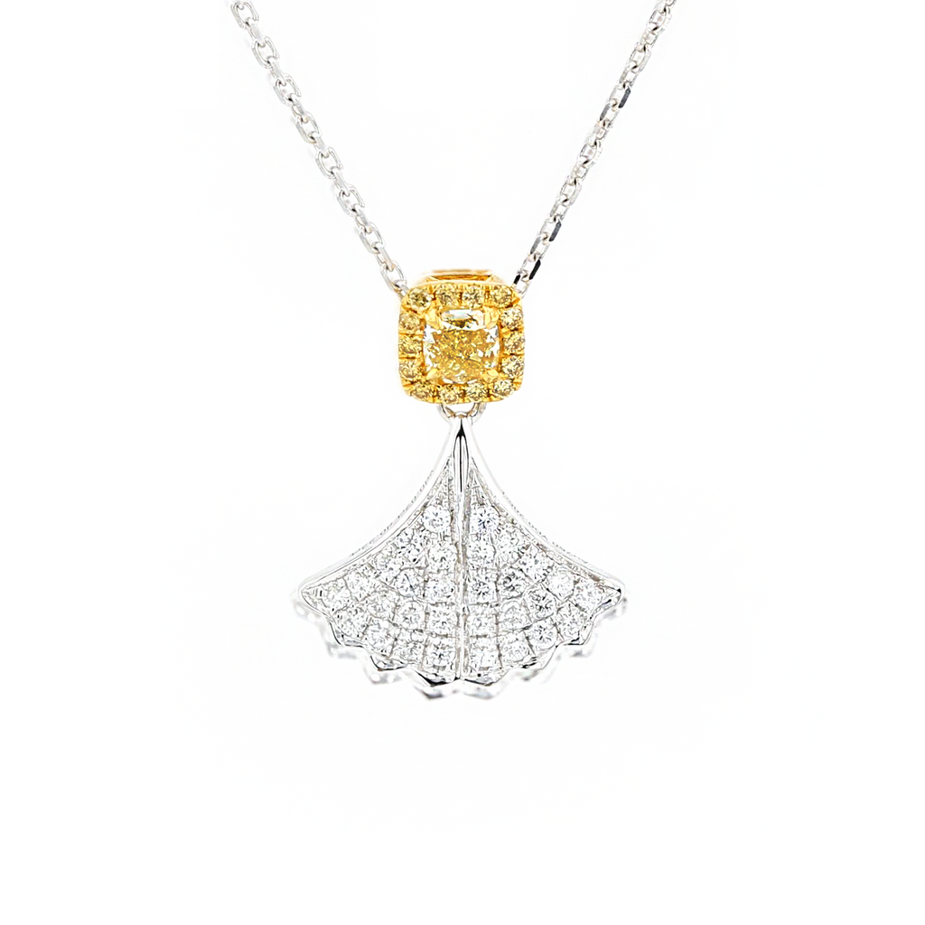 18KG 0.205ct Yellow Diamond Necklace