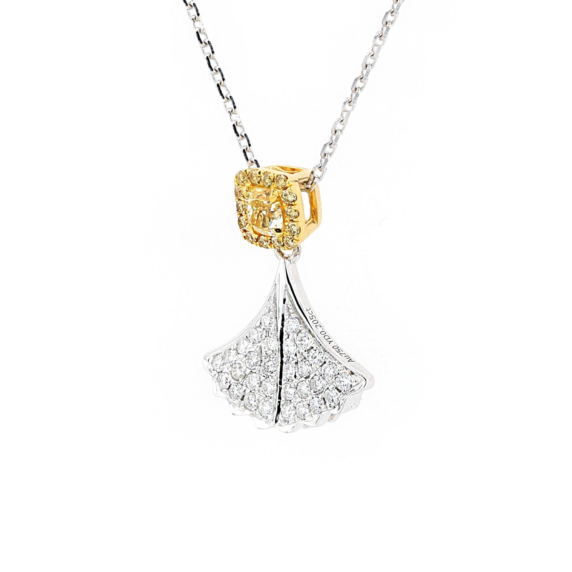 18KG 0.205ct Yellow Diamond Necklace